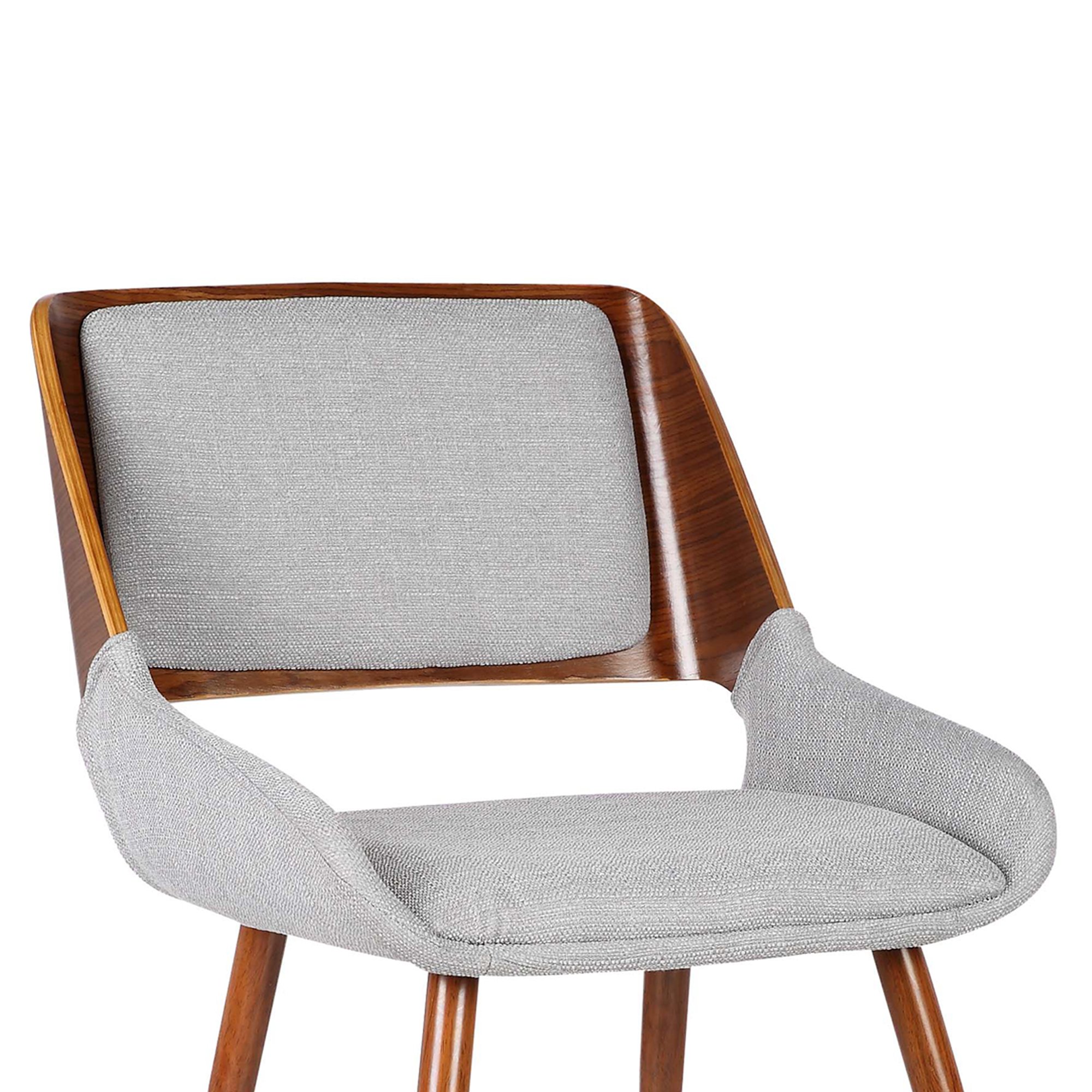 Armen Living Panda Mid Century Modern Dining Chair - Gray Fabric Upholstery & Walnut Wood Finish - Perfect for Kitchen, Office Desk, and Vanity Areas