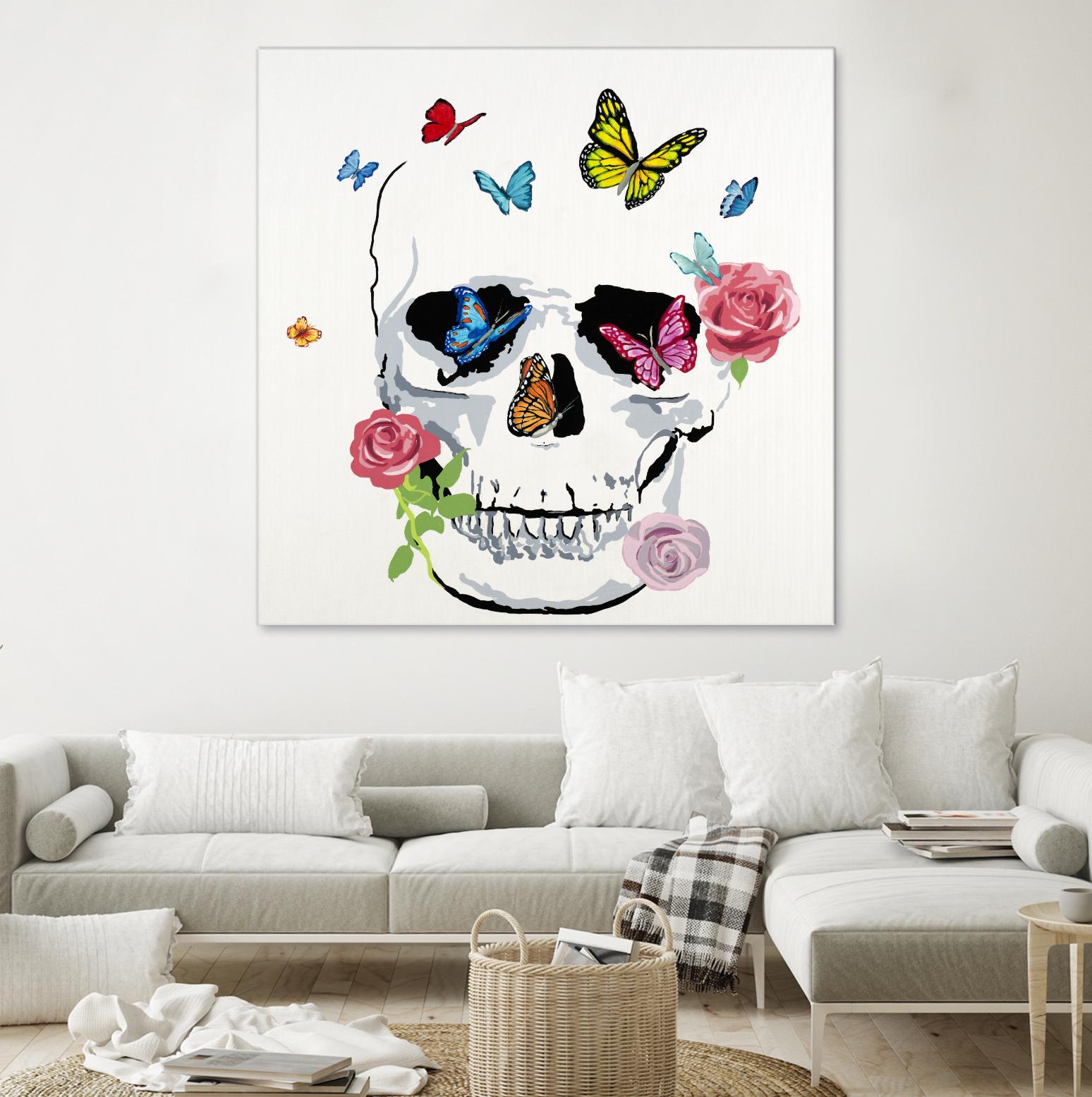 Butterfly Flower Skull Necklace - Gothic Punk Jewelry for Women, Unique Handmade Accessory - Perfect for Halloween, Cosplay, and Alternative Fashion