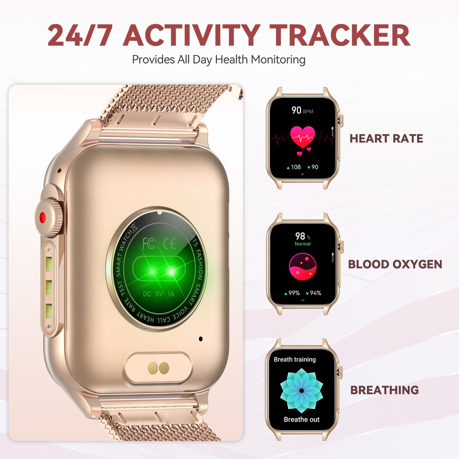 Smart Watch for Women with Call Function & LED Flashlight - 1.96