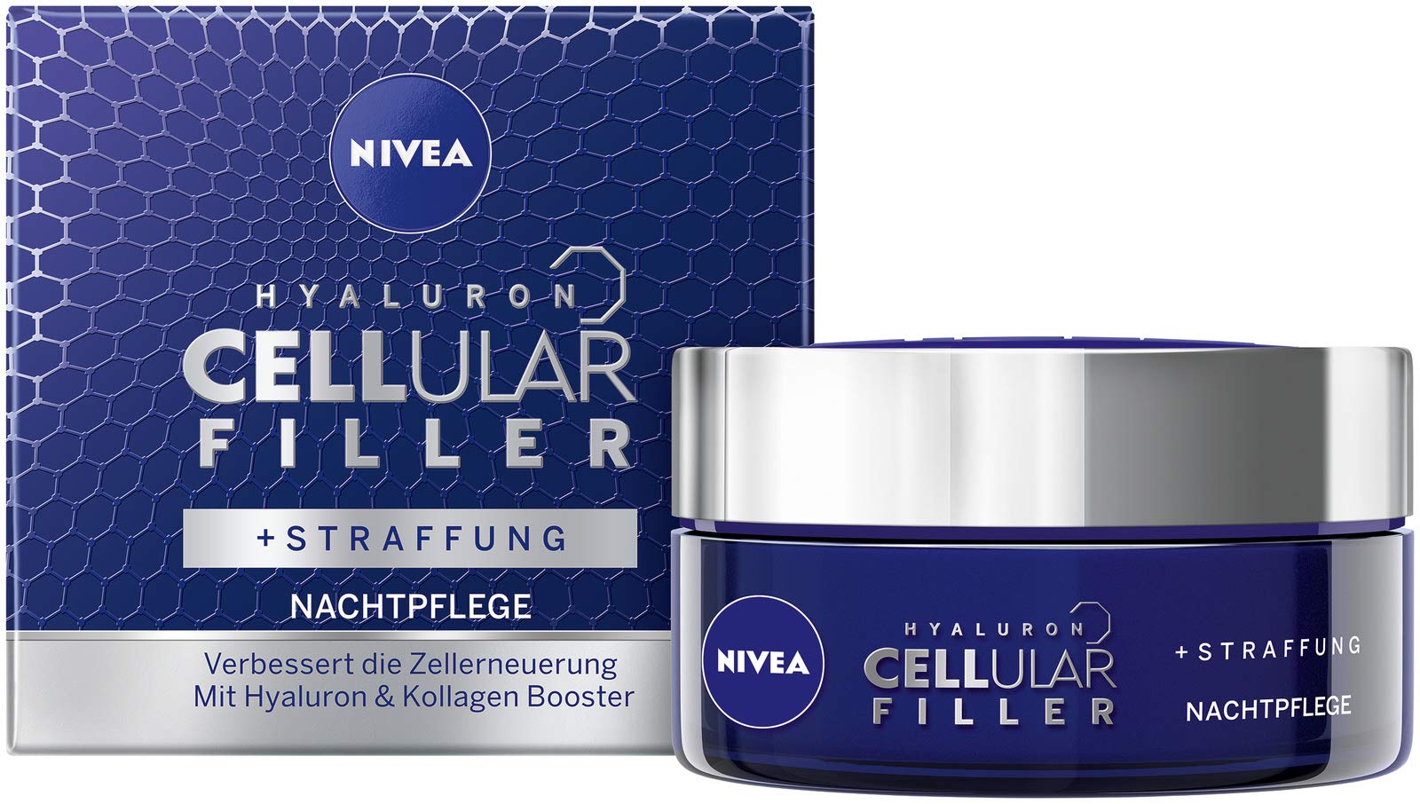 NIVEA Hyaluron Cellular Filler Anti-Aging Night Cream - 1.7 oz (50 ml) Deep Wrinkle Repair Face Moisturizer for Overnight Skin Rejuvenation | Perfect for Dry, Mature Skin Night Care Routine