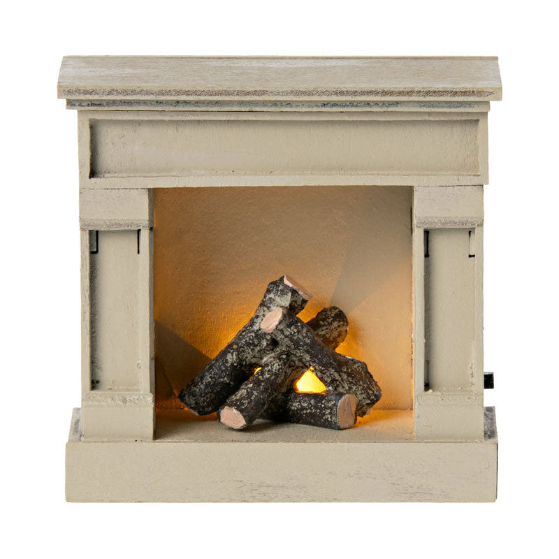 Maileg Miniature Fireplace Toy - Off White | Pretend Play for Kids, Dollhouse Accessory, Cozy Home Decor
