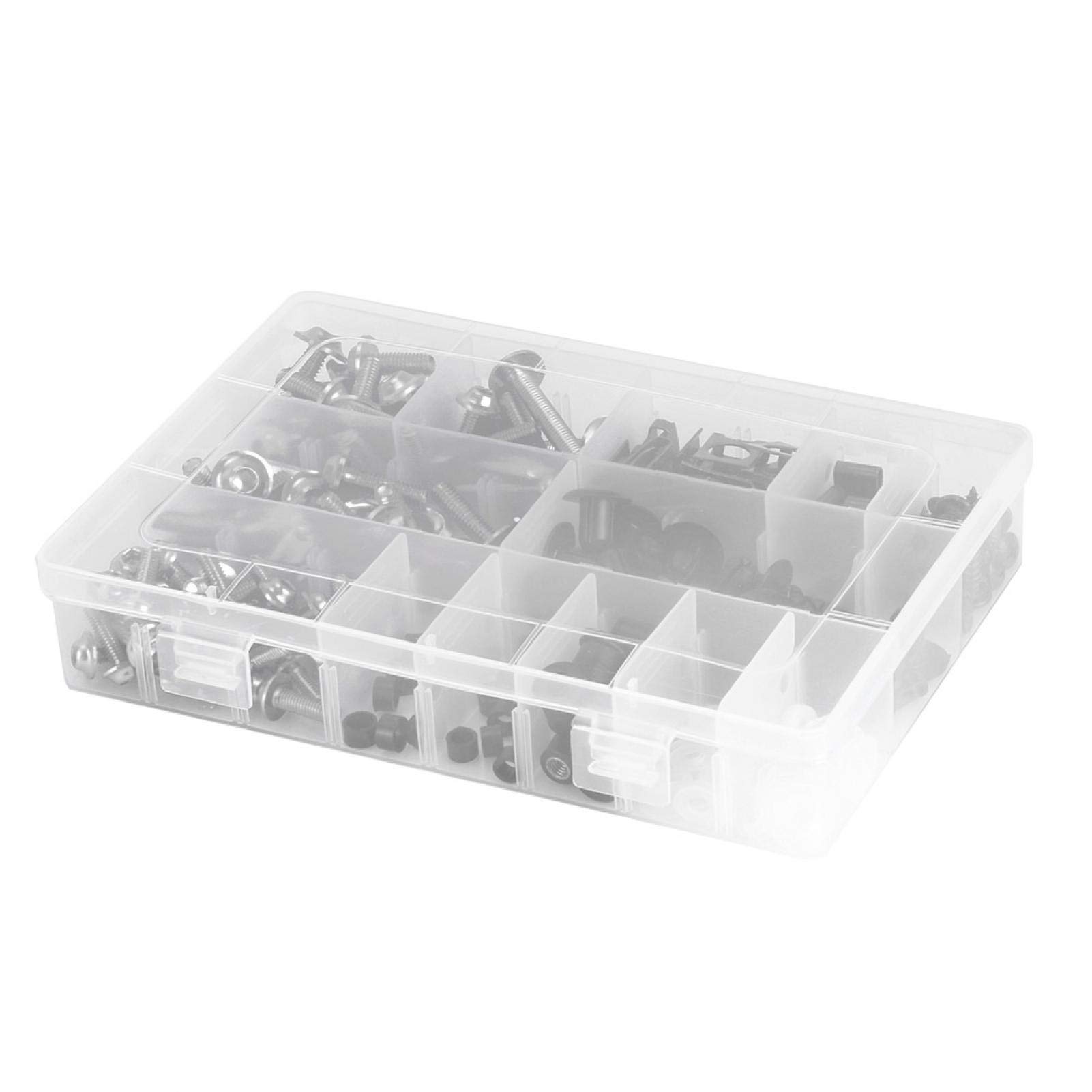 223pcs Motorcycle Fairing Bolt Kit M5 Screws Nuts (Silver) - For Windscreen & Bodywork