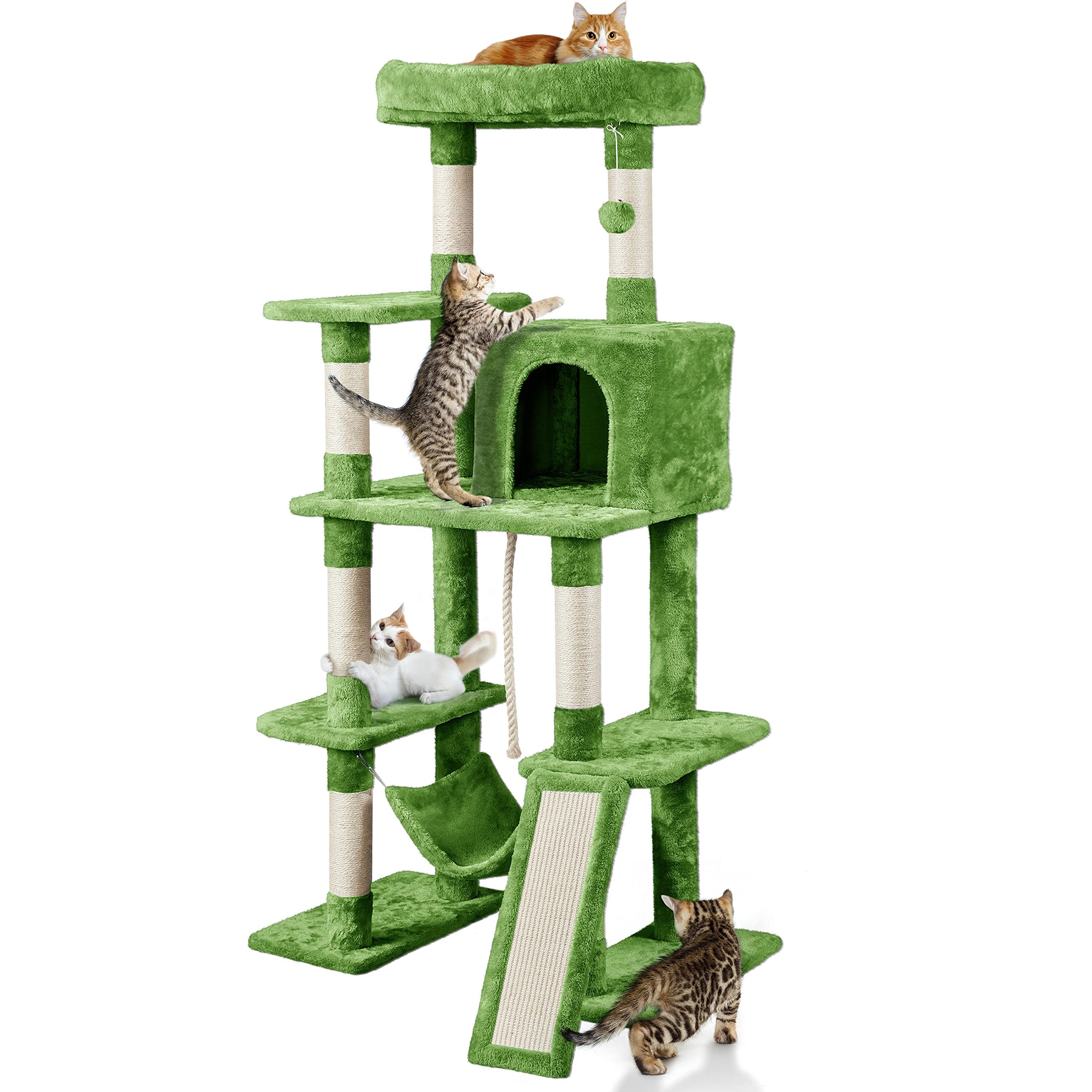 Topeakmart 63 Inch Cat Tree Tower for Indoor Cats - Multi-Level Cat Climbing Activity Center with Scratching Posts, Cozy Condo & Spacious Platforms - Perfect for Play, Exercise & Relaxation in Home or Apartment