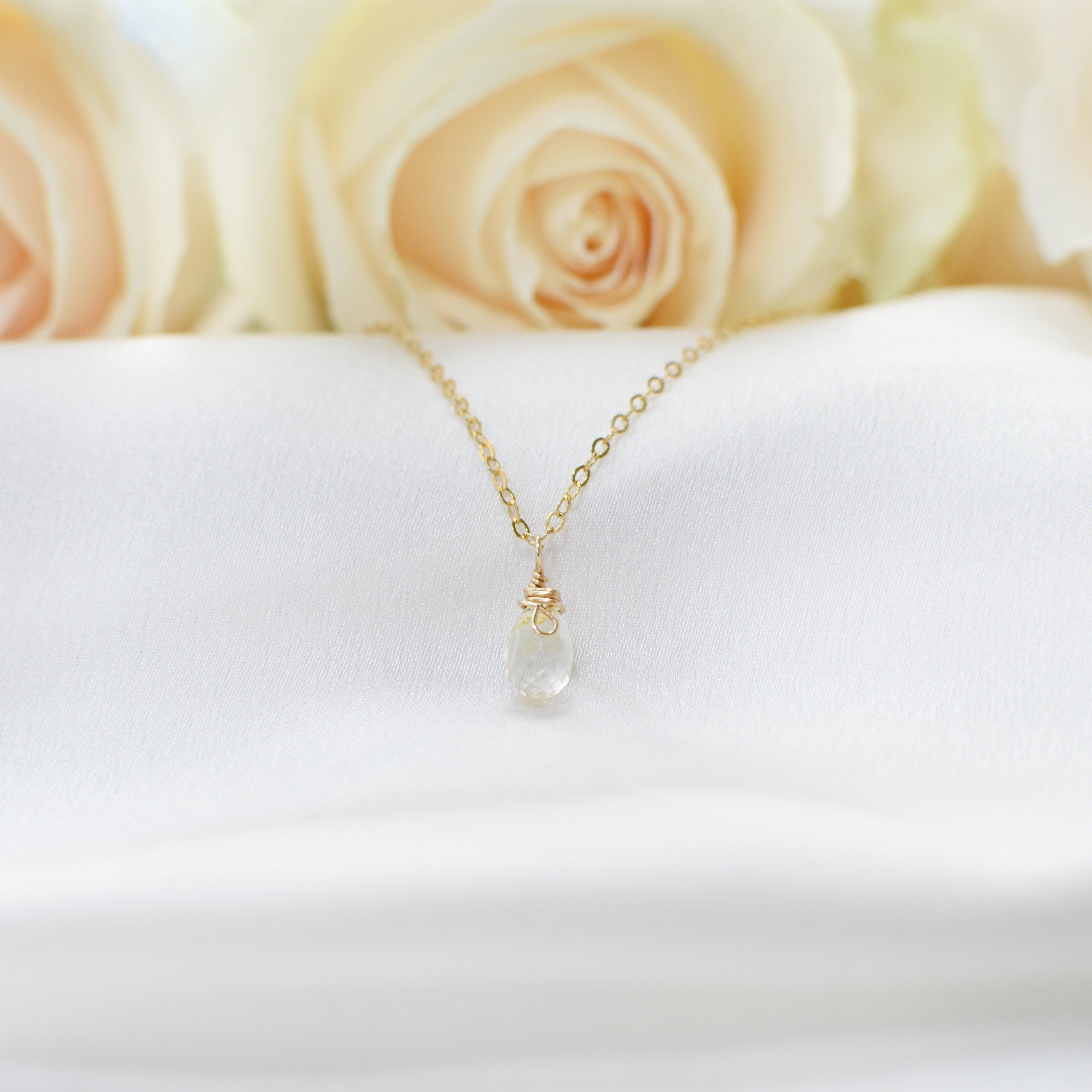 Citrine Faceted Necklace - 14K Gold Filled Wrapped Charm Necklace for Women | Elegant Jewelry Gift for Birthday, Anniversary & Special Occasions