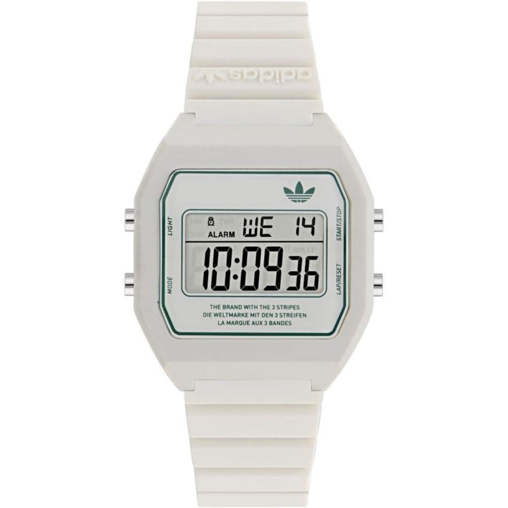 Adidas Digital White Resin Strap Unisex Watch AOST23557 - Stylish Sporty Design for Men & Women - Perfect for Running, Gym & Everyday Wear