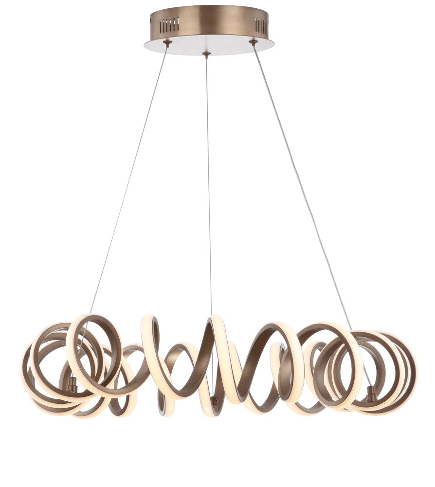 24-Light Adjustable Spiral LED Chandelier - Modern Metal Ceiling Light Fixture with Integrated LEDs for Dining Room, Living Room, or Bedroom Lighting