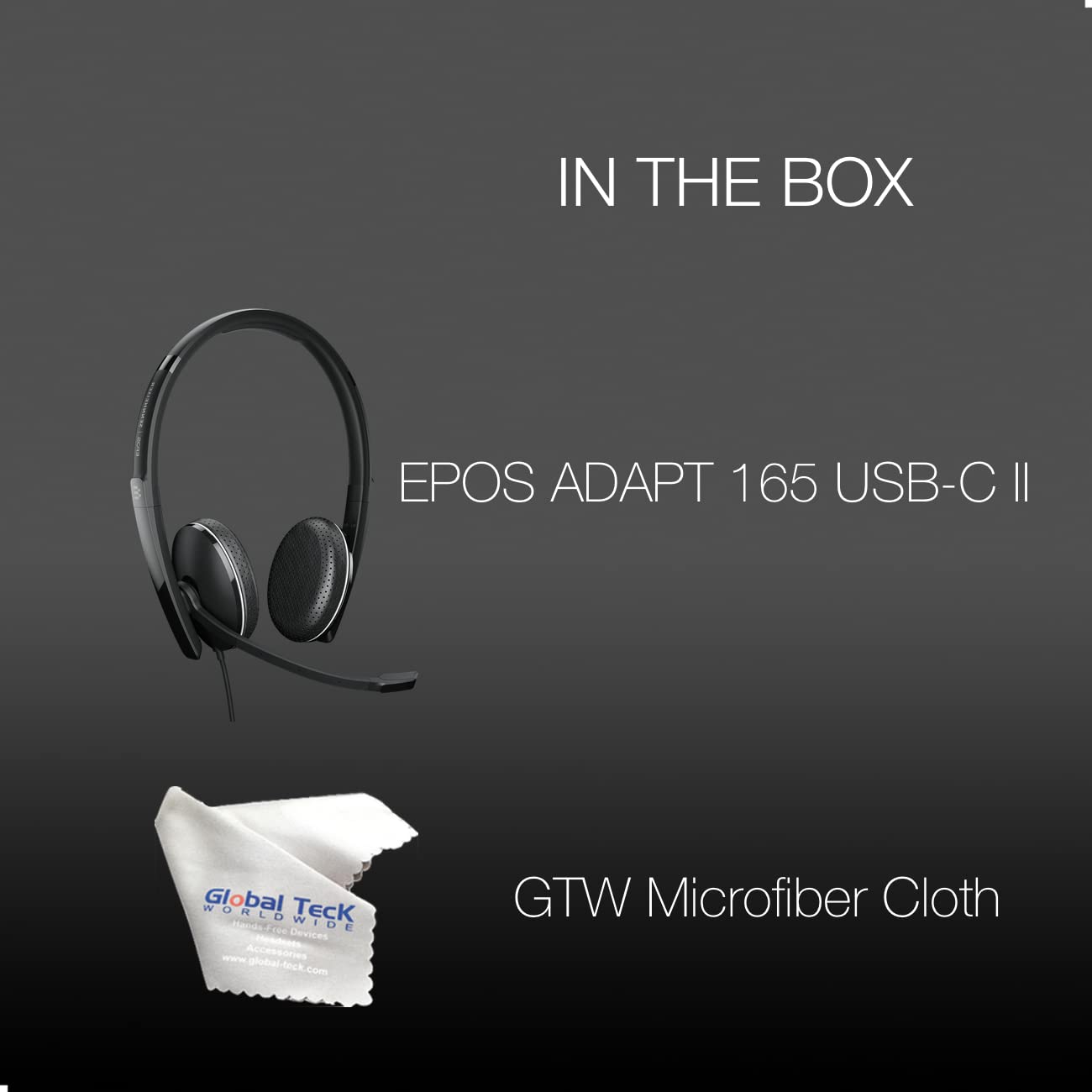 EPOS Sennheiser 165 UC Stereo USB-C Headset with Microphone - Noise Cancelling for Zoom, RingCentral, 8x8, Vonage - Compatible with PC, Mac, Desk Phones & Softphones - Includes Microfiber Cleaning Cloth - Perfect for Home Office, Call Centers & Remote Work