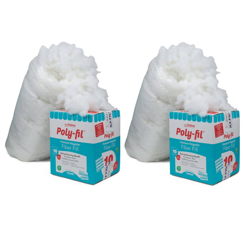 Fairfield PF-10 Poly-Fil Premium Fiber Stuffing - 2 Pack for DIY Pillows, Stuffed Animals & Home Decor Projects