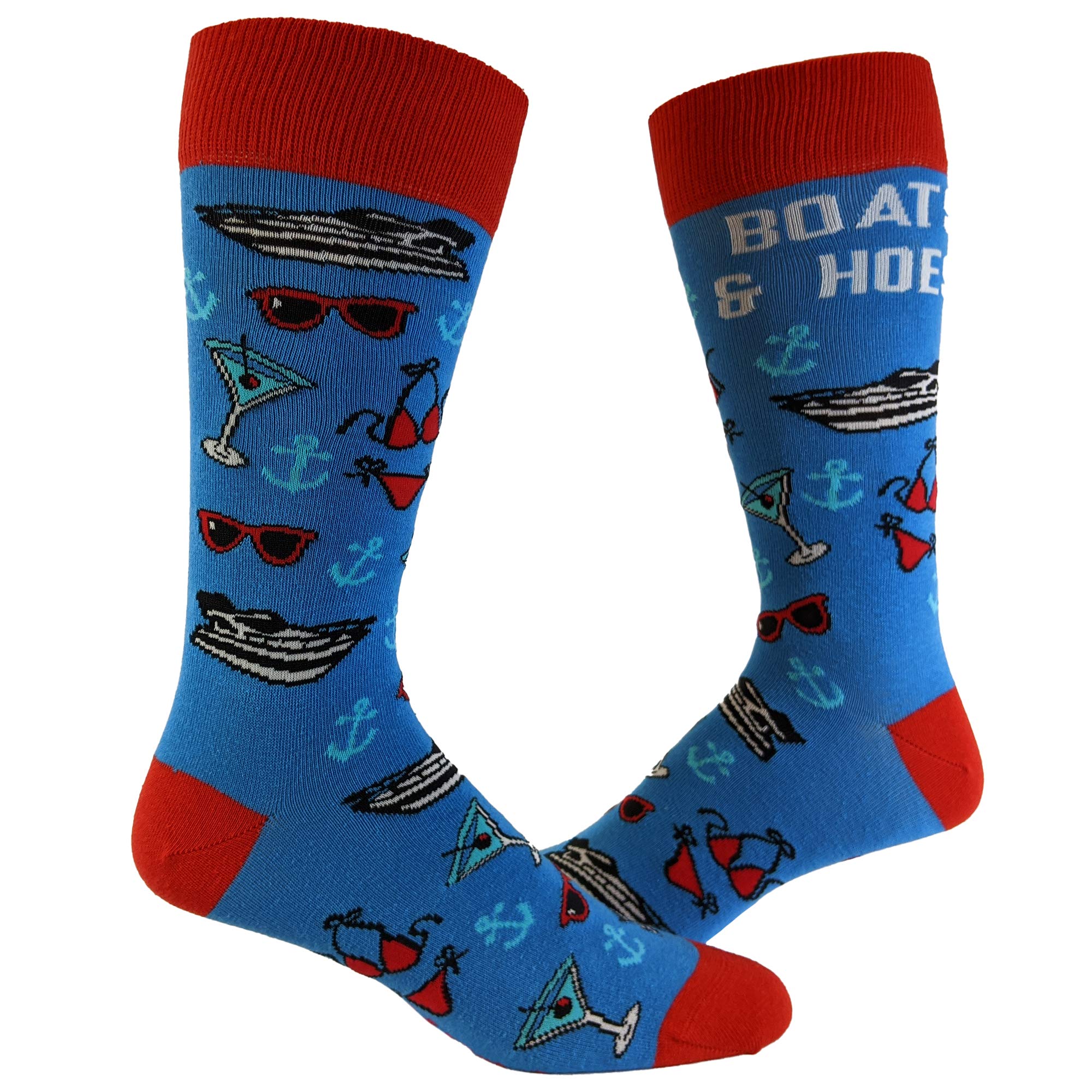 Funny Sarcastic Crazy Dog T-Shirts & Boats And Hoes Socks for Men - Cool Graphic Novelty Gag Gift, Unique Humor Footwear for Parties, Gifts & Casual Wear