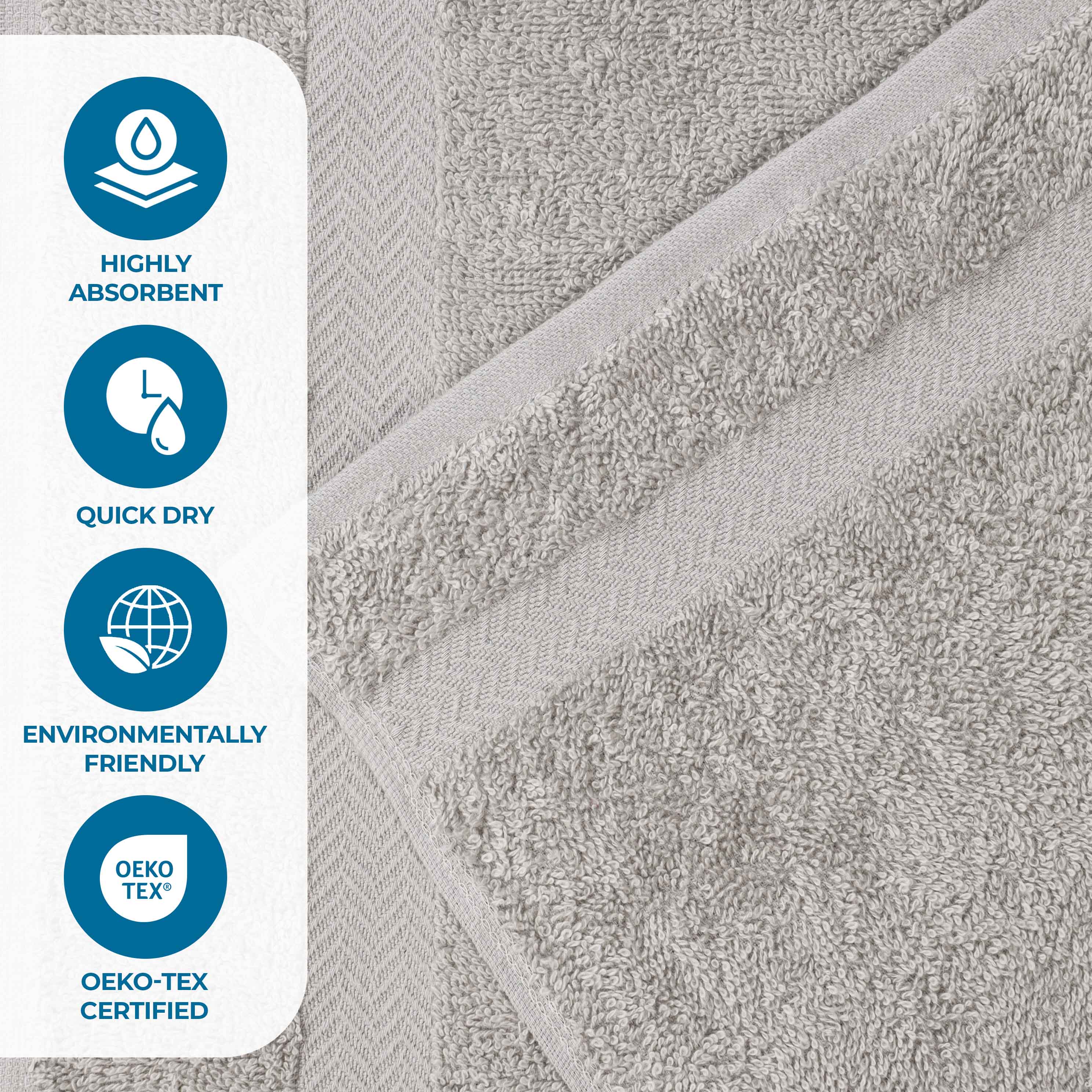 Franklin Eco-Friendly 18-Piece Cotton Towel Set | Soft & Absorbent Bath & Beach Towels for Home, Gym & Travel