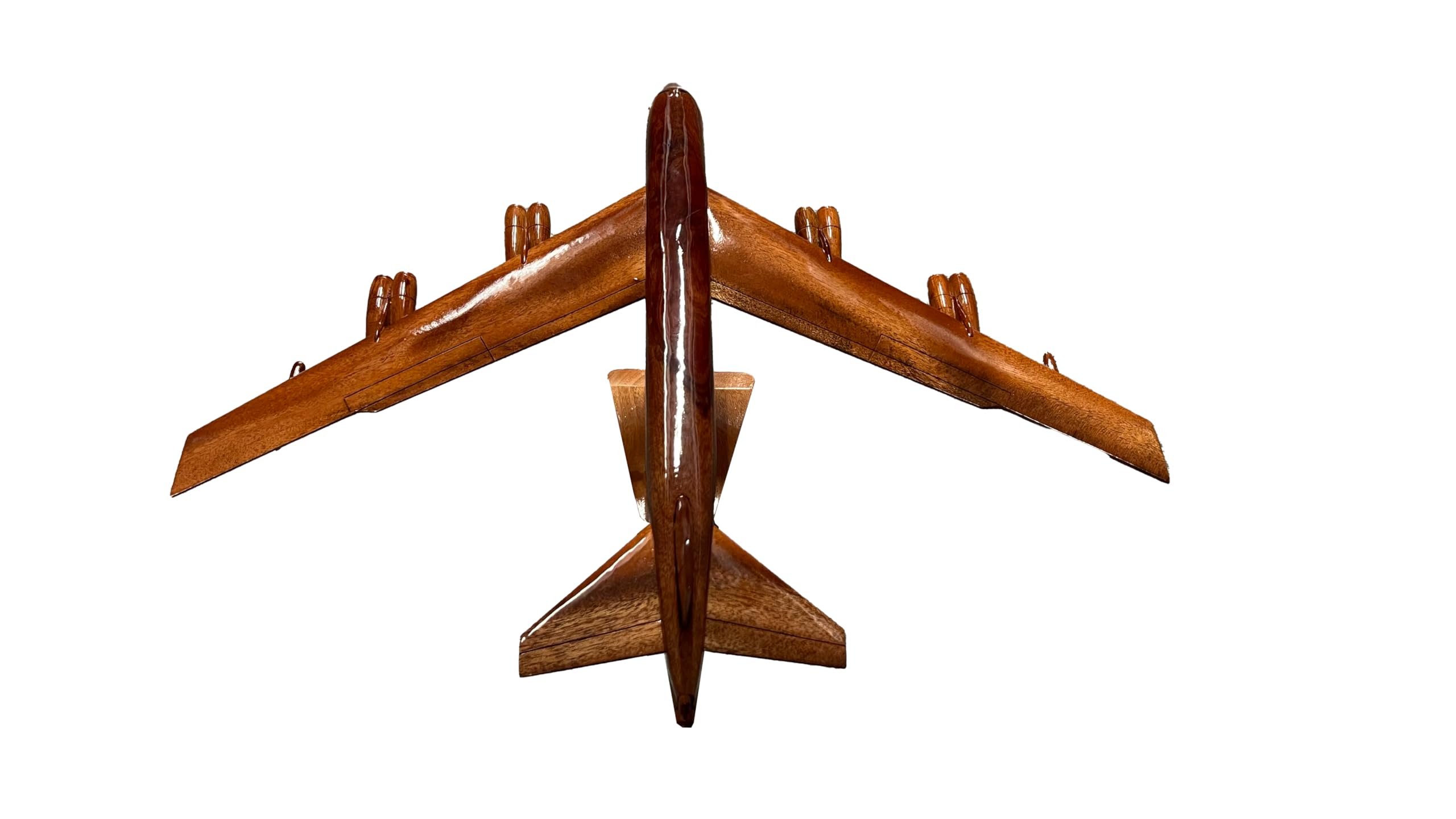 B52 Stratofortress Mahogany Wood Desktop Airplane Model - Handcrafted Military Aircraft Display for Office Decor, Aviation Enthusiast Gift & Home Decoration