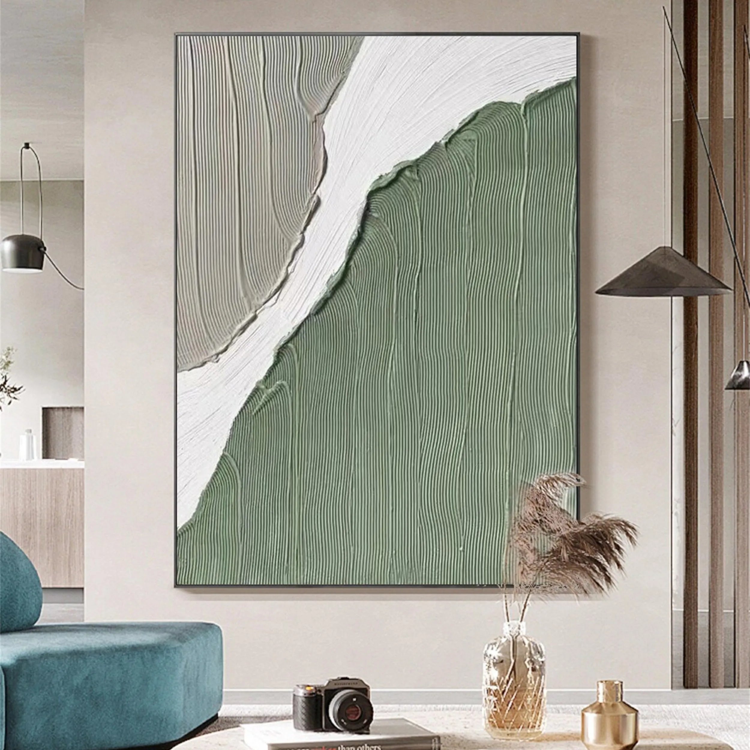 Blue & Green Abstract Wall Art Canvas Print #BG034 - Modern Home Decor for Living Room, Bedroom & Office