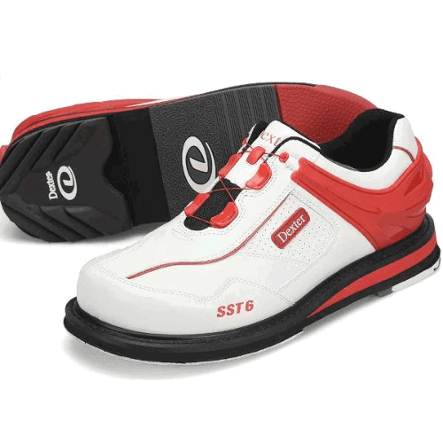 Dexter Men's SST 6 Hybrid BOA Right Hand Bowling Shoes - White/Red - Comfortable & Durable for Professional & League Bowling