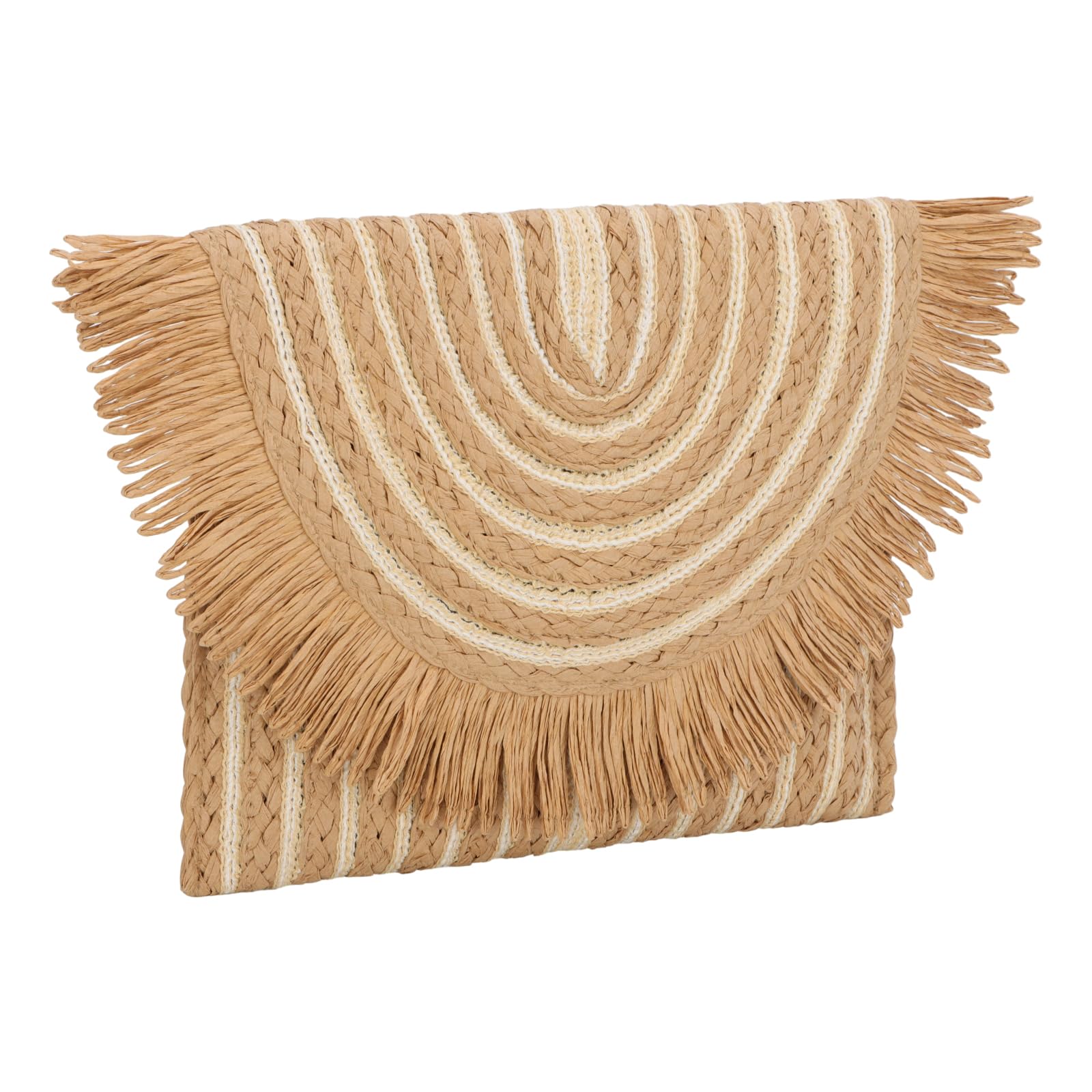 Stylish Women's Woven Straw Clutch Purse with Fringe - Summer Beach Bag for Women - Boho Envelope Handbag for Vacation, Wedding, Pool Party & Outdoor Events