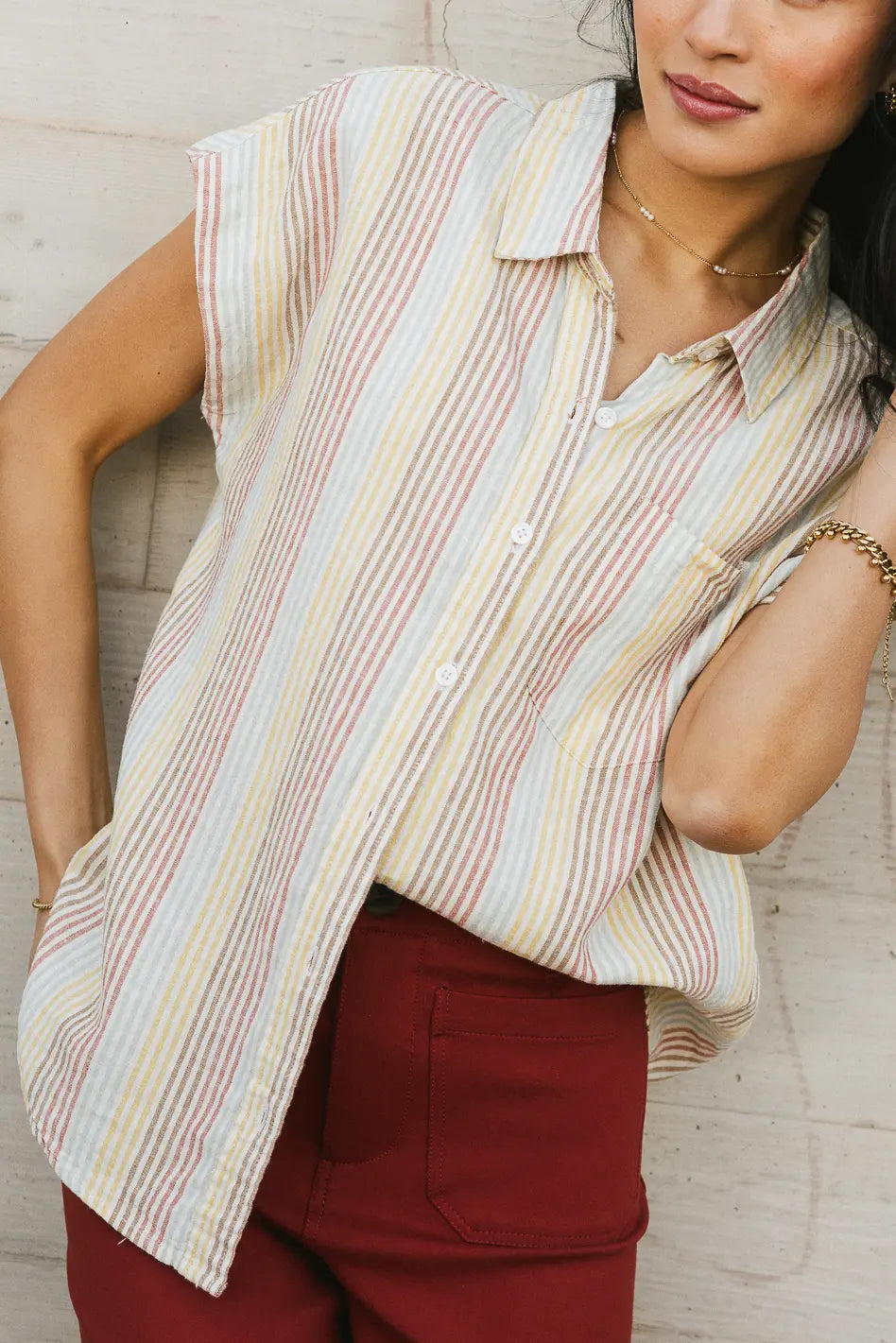 Imogen Striped Button-Up Shirt for Women | Casual & Office Wear | Final Sale | Perfect for Work, Dates & Everyday Outfits