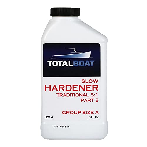 Total Boat 5:1 Epoxy Slow Hardener - 6 Ounces (for Quart of Resin) - Clear Amber Marine Grade Adhesive - Perfect for Boat Building, Woodworking & DIY Projects