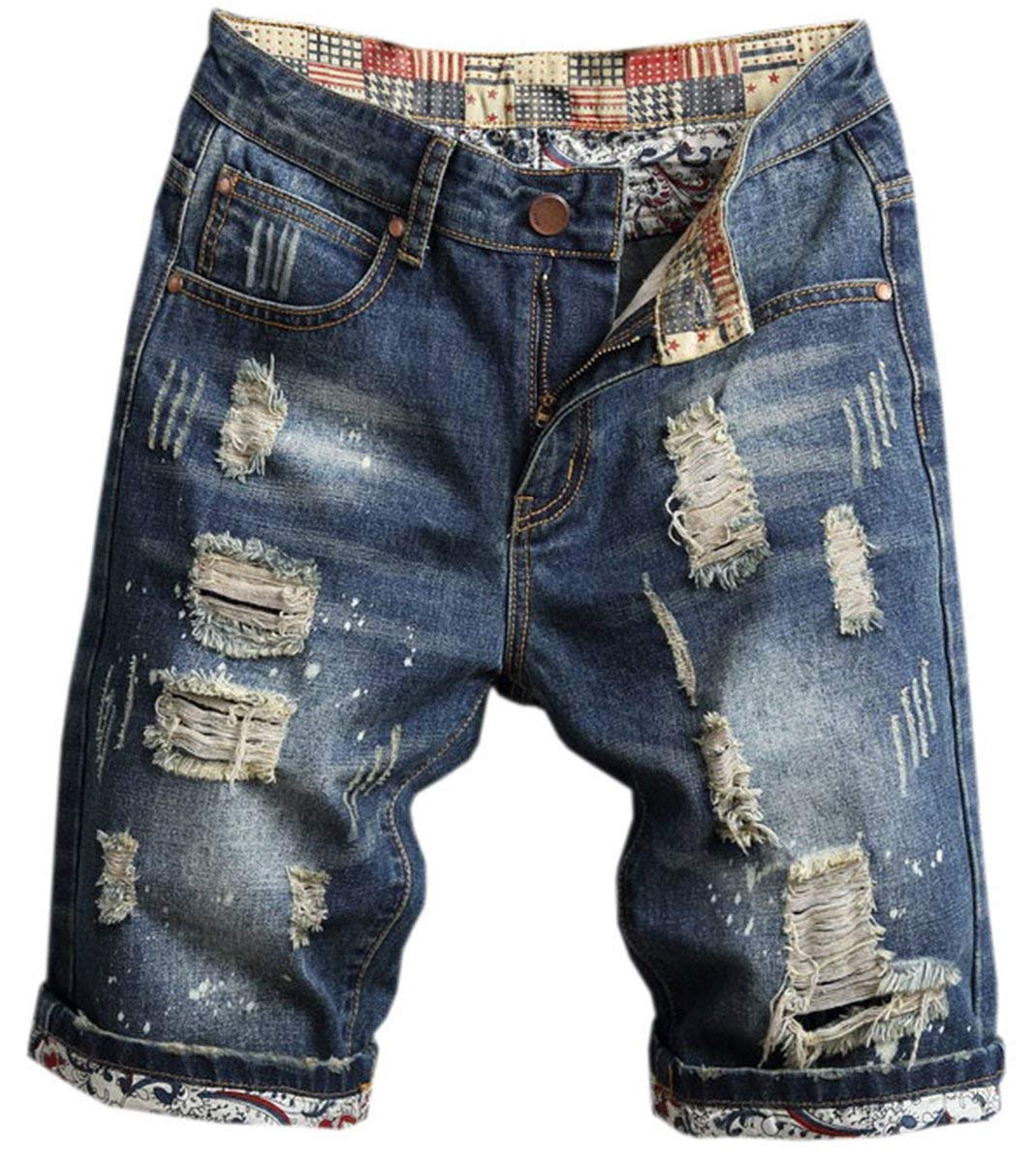 Betusline Men's Distressed Ripped Denim Shorts - Classic Straight Fit Jean Shorts for Summer | Casual Wear, Beach Outings & Street Style Fashion