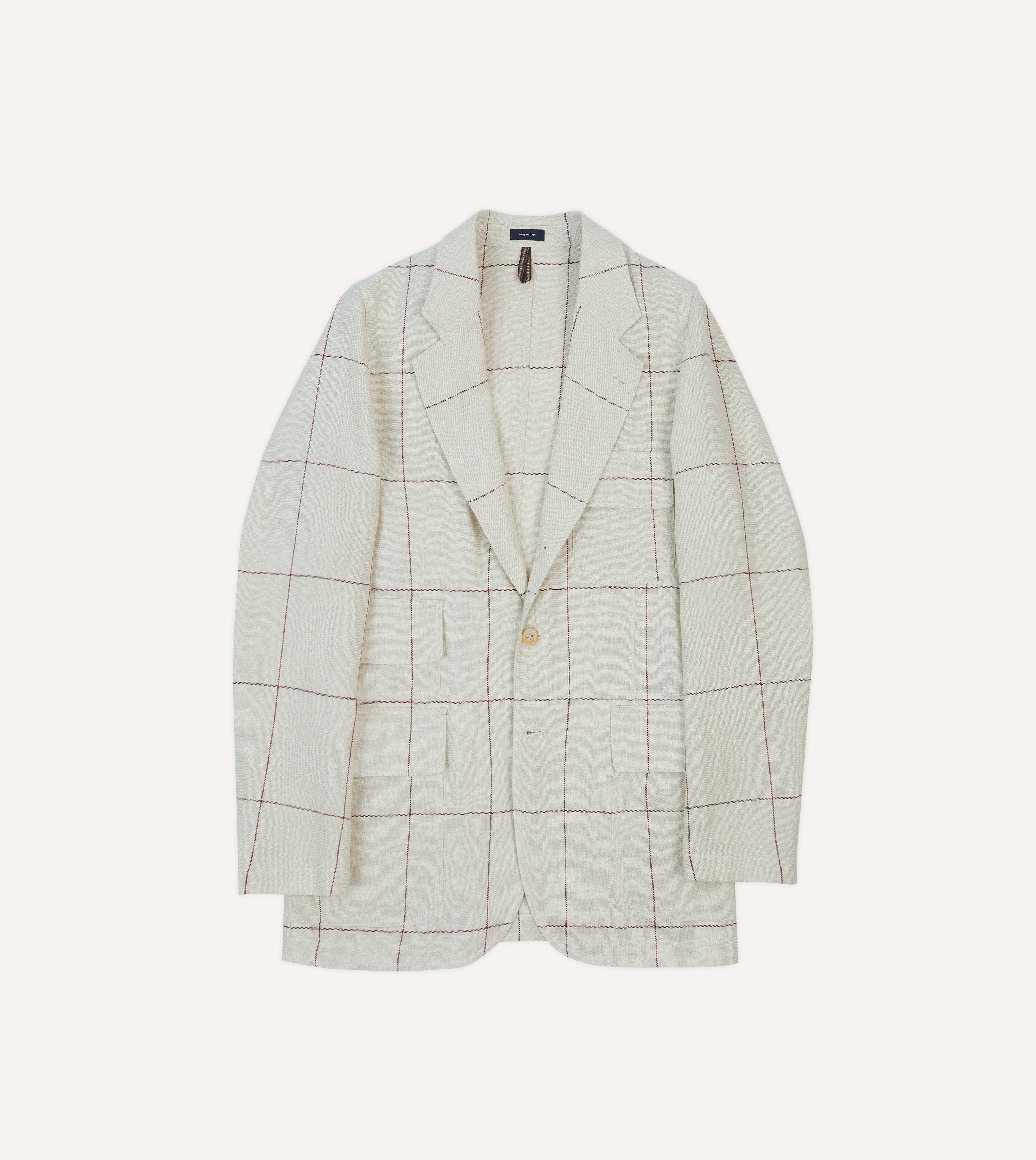 Stylish Ecru & Red Windowpane Check Blazer Jacket for Men | Classic MK. IV Design | Perfect for Business Casual, Office Wear & Smart Outfits
