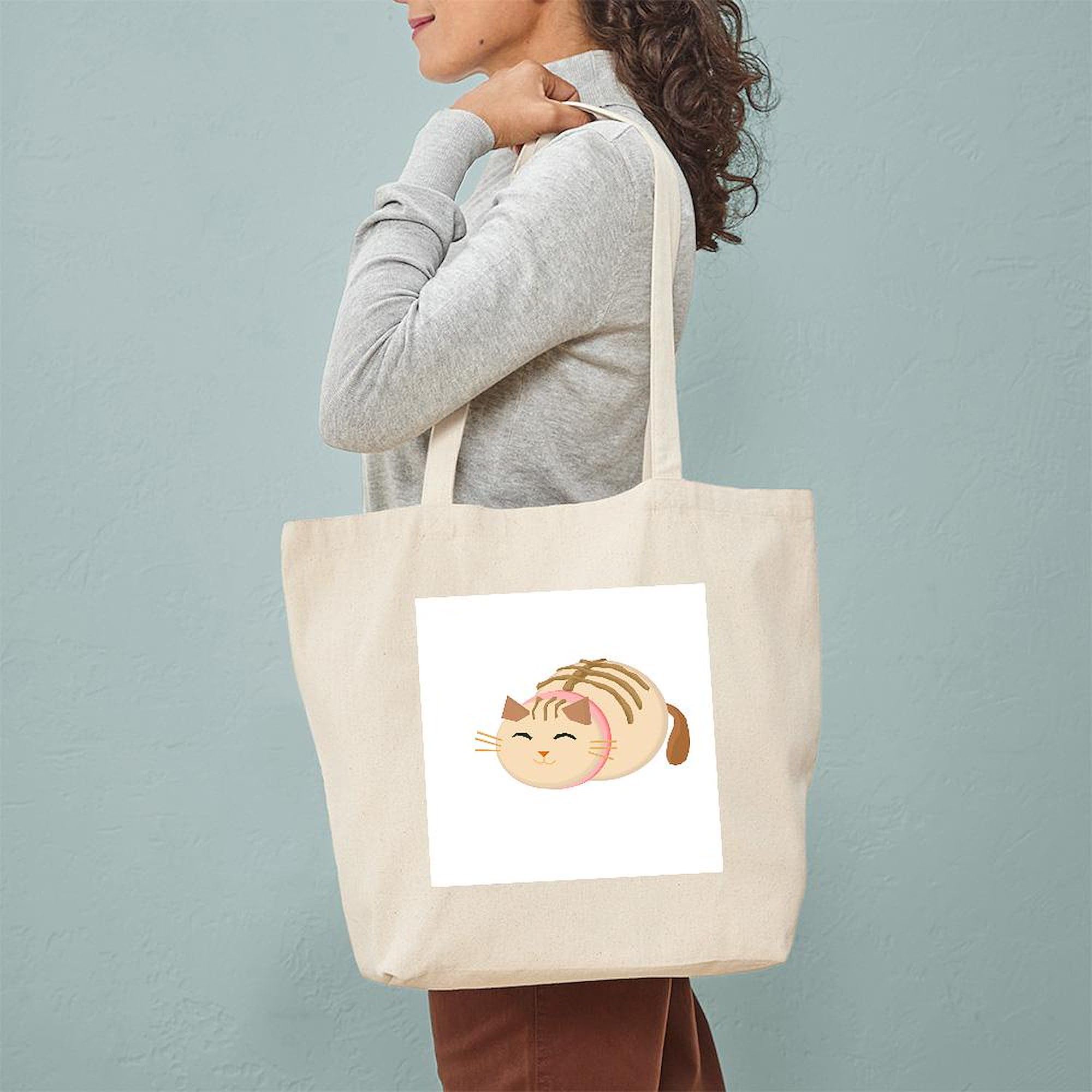 Sushi Cat Tote Bag - Natural Canvas Reusable Shopping Bag for Groceries, Beach & Work | Eco-Friendly & Durable