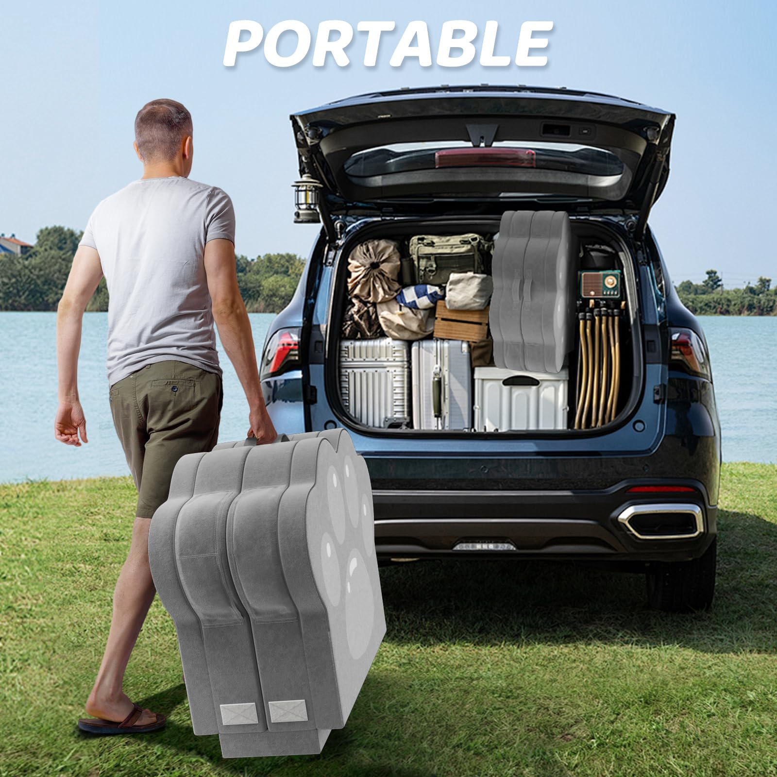 Portable Toddler Bed - Foldable Travel Floor Bed for Kids 1-5 Years Old | Soft, Safe & Washable Grey Crib | Perfect for Home, Travel & Daycare Use