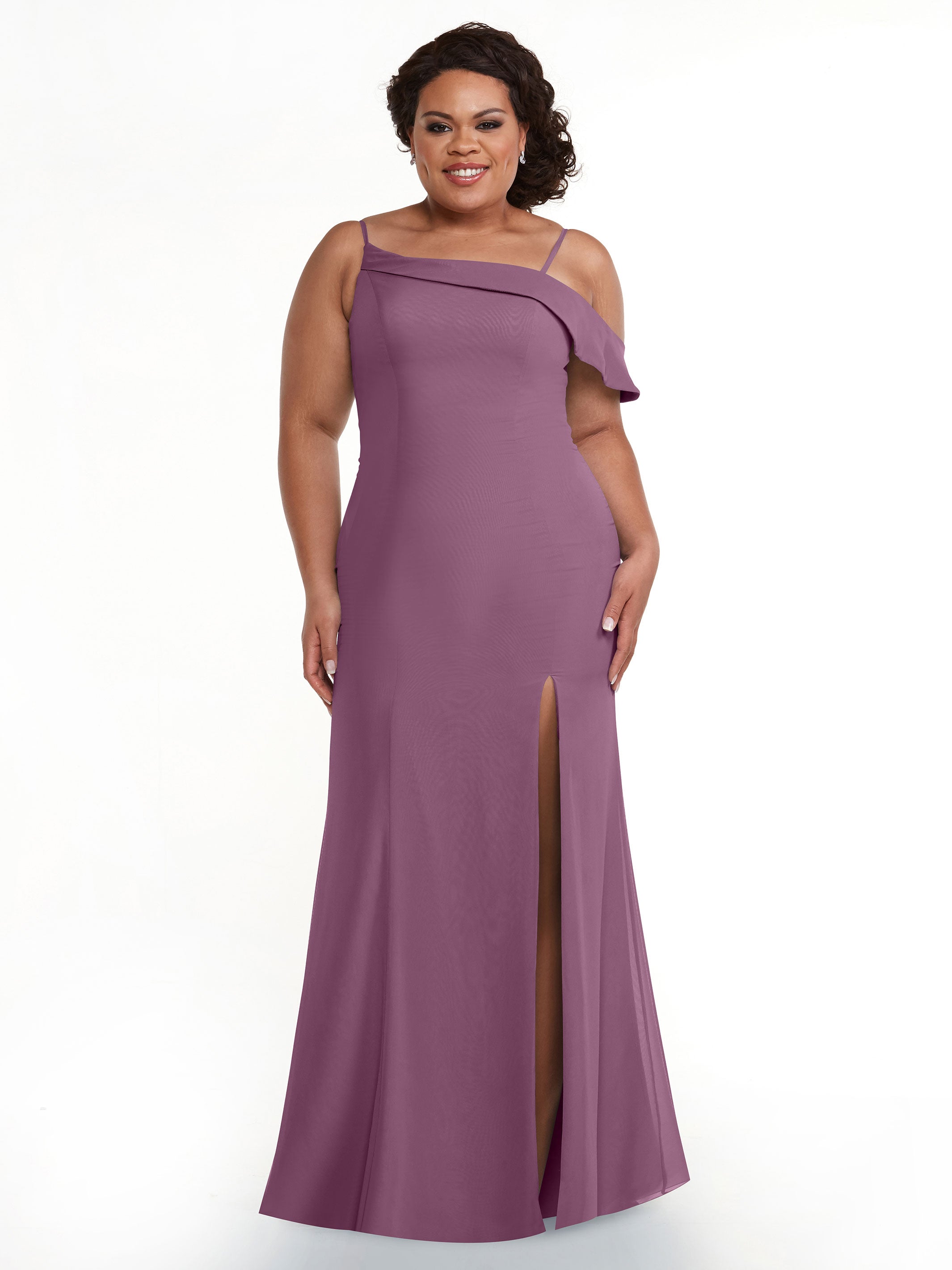 Elegant One Shoulder Fit and Flare Chiffon Bridesmaid Dress 80153 - Perfect for Weddings, Proms & Formal Events