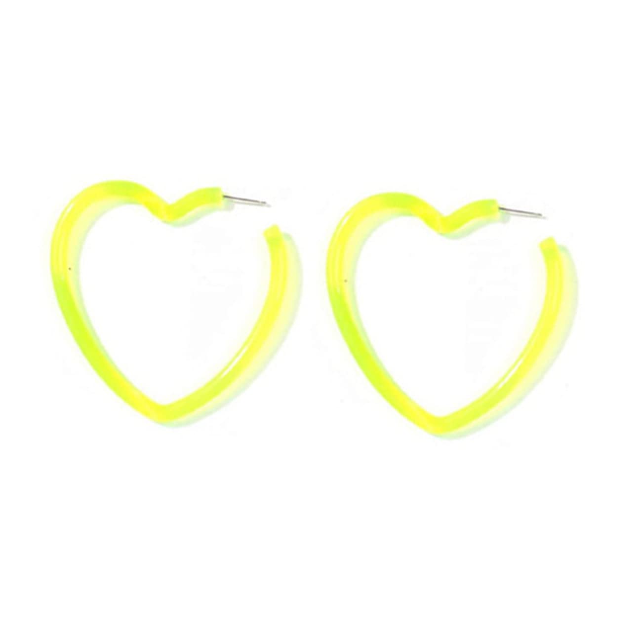 Lightweight Color Lucite Resin Heart Hoop Earrings for Women & Girls - 60mm Acrylic Dangling Love Drop Dangle Earrings - Perfect for Valentine's Day, Date Night & Casual Wear