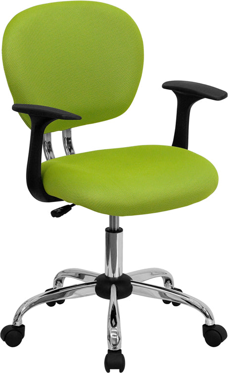 FLASH Beverly Mid Back Black Mesh Office Chair with Padded Seat, Swivel & Adjustable Height, Chrome Base & Arms - Ergonomic Desk Chair for Home & Office Workspace
