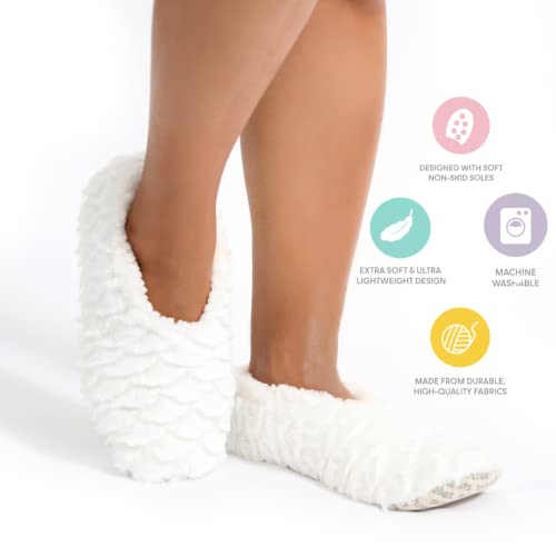 Splosh Women's White Petal Slippers - Soft Indoor House Shoes for Women, Comfortable Bathroom Slippers, Cozy Bedroom Slides - Perfect for Home, Spa, and Relaxation