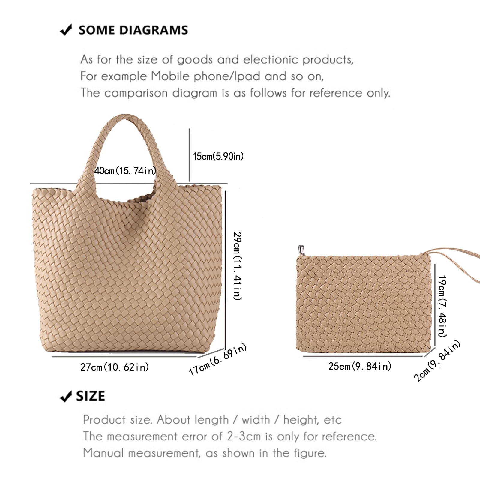 JINMANXUE Women's Fashion Woven Tote Bag - Large Capacity Stylish Shopper Bag for Travel, Work & Daily Use - Durable Shoulder Handbag Purse for Women