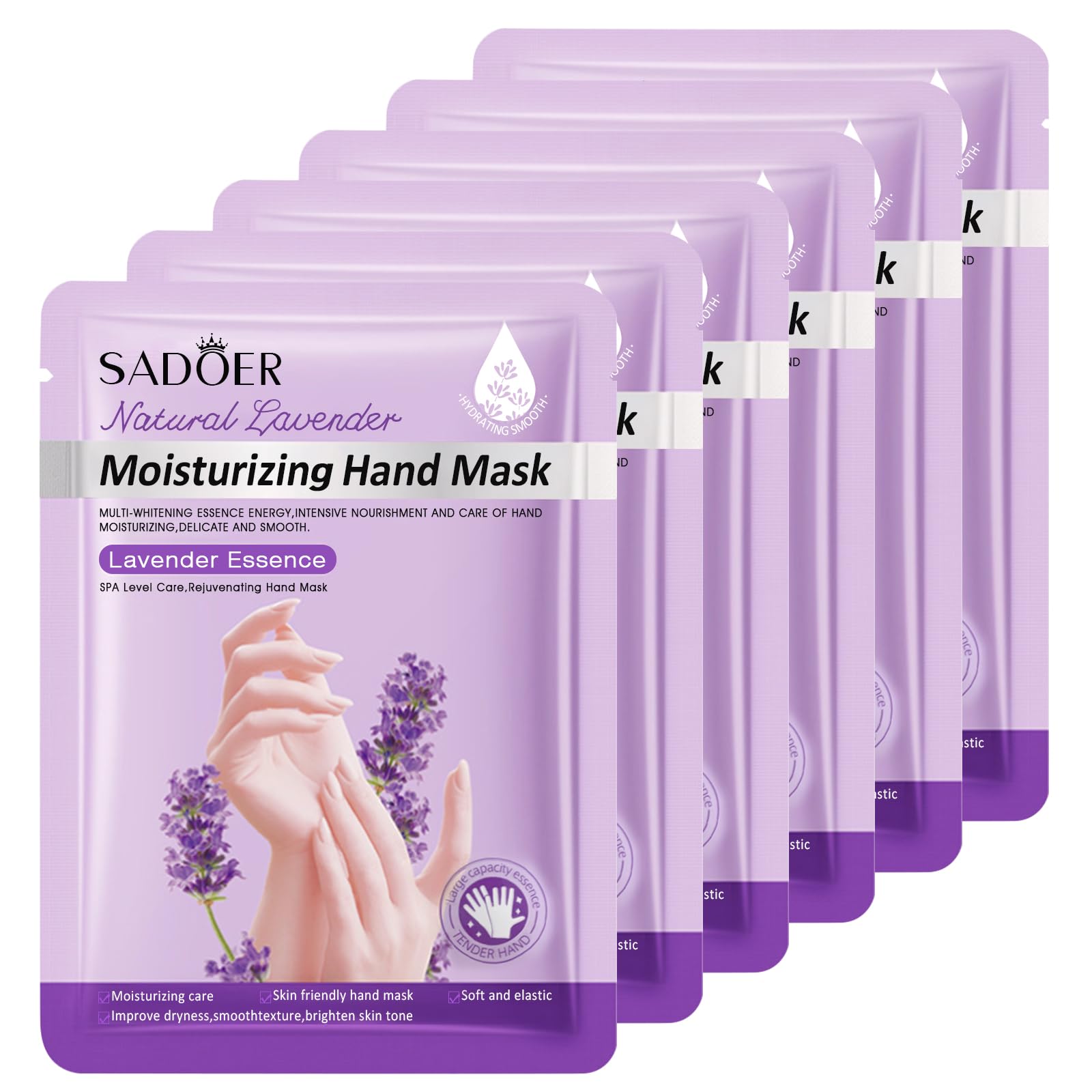 Permotary 6 Pack Moisturizing Hand Peel Mask Gloves - Natural Collagen Spa Gloves for Dry & Rough Skin Repair - Hydrating Hand Treatment for Women & Men (Lavender) | Perfect for At-Home Spa, Night Care & Gift Giving
