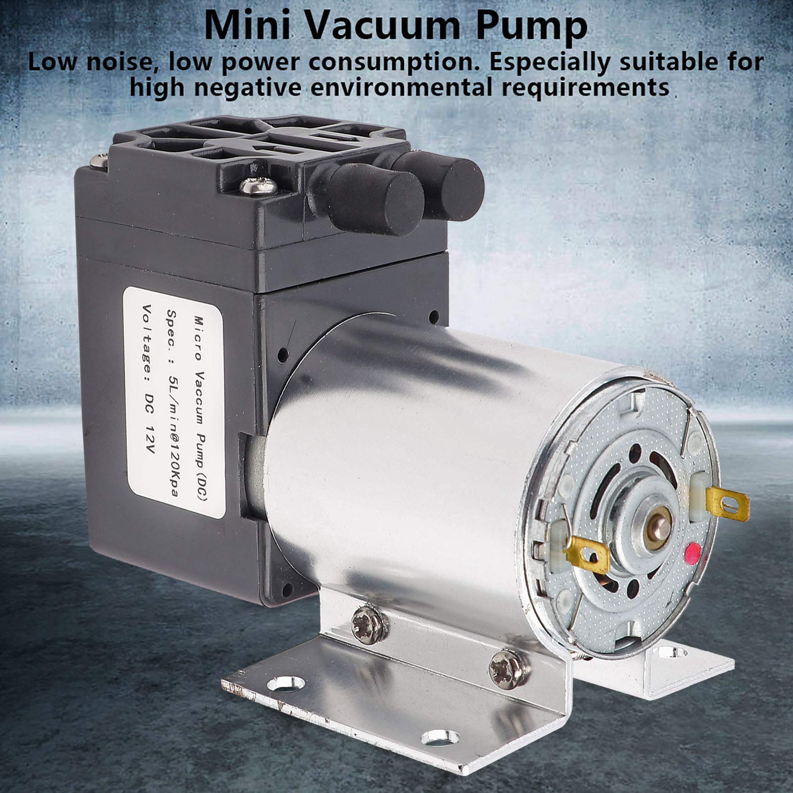 Walfront 12V Mini Vacuum Pump - 120kPa Diaphragm Air Compressor, 5L/min Flow Rate with Holder | Perfect for Gas Analysis, Laboratory Sampling & Medical Device Applications