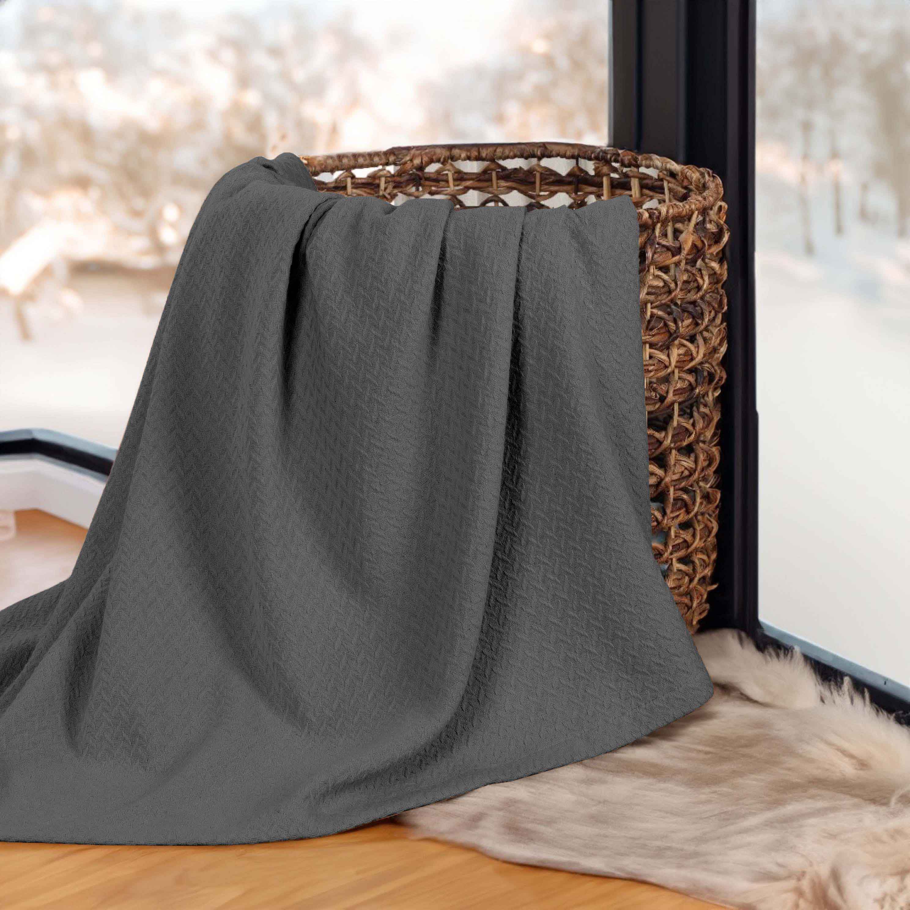 Premium Nobel Cotton Textured Chevron Lightweight Woven Blanket - Soft & Breathable Throw for Sofa, Bed, and Outdoor Picnics - Cozy Home Decor & Travel Companion