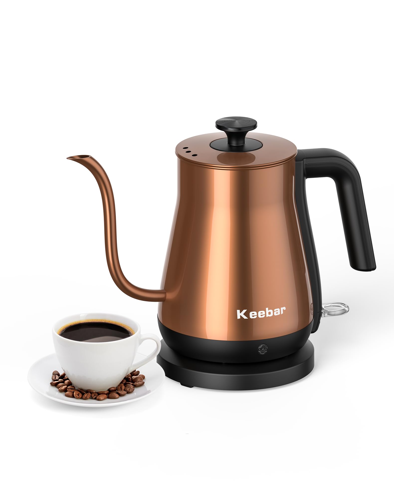 Keebar Electric Gooseneck Kettle - 0.8L Stainless Steel Tea & Pour Over Coffee Kettle with Auto Shut Off, 1000W Fast Heating - Perfect for Home, Office & Specialty Coffee Brewing