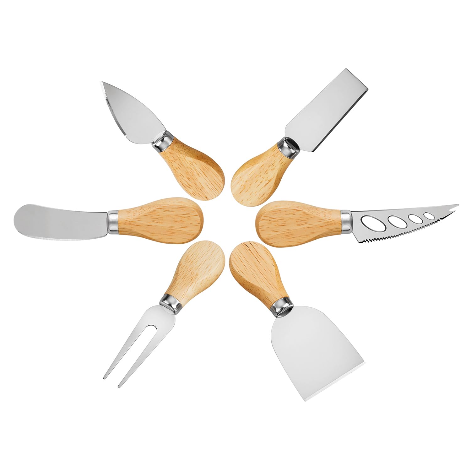 Premium 6-Piece Stainless Steel Cheese Knife Set - Cheese Knife, Spreader, Fork, Slicer & Cutter with Butter Knife - Perfect for Charcuterie Boards, Wine Parties & Gourmet Cheese Platters