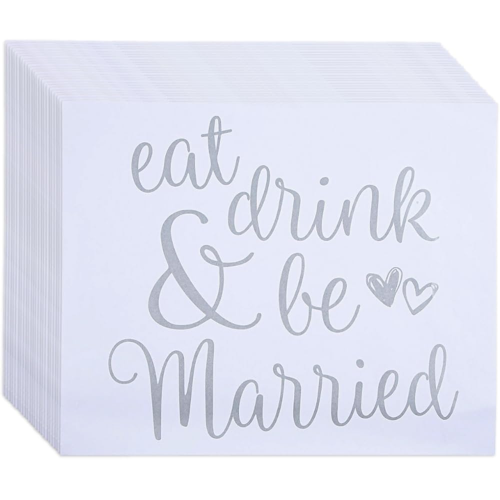 EAT Drink & BE Married Paper Placemats - 25 Pack Wedding Party Supplies for Reception, Bridal Shower & Anniversary Celebrations