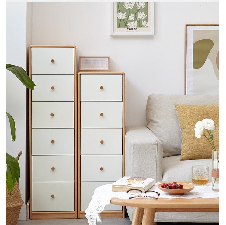 Solid Oak & Beech Wood Side Cabinet - Multi-Functional Storage Organizer for Living Room, Bedroom, or Office