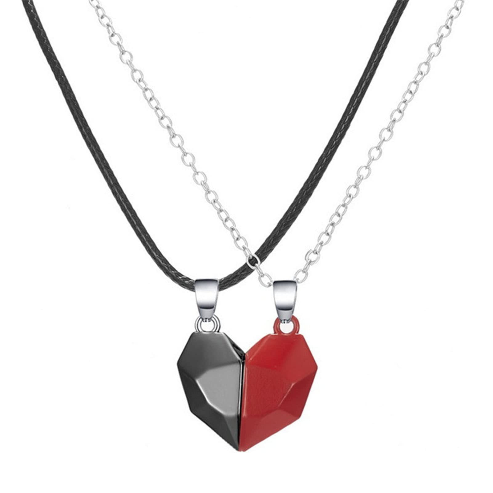 Mosichi Women's Fashion Necklace Set - 2Pcs Couple Heart Pendant Necklaces, Vintage Punk Jewelry with Long Lasting Finish | Perfect Gift for Anniversary, Valentine's Day & Romantic Occasions