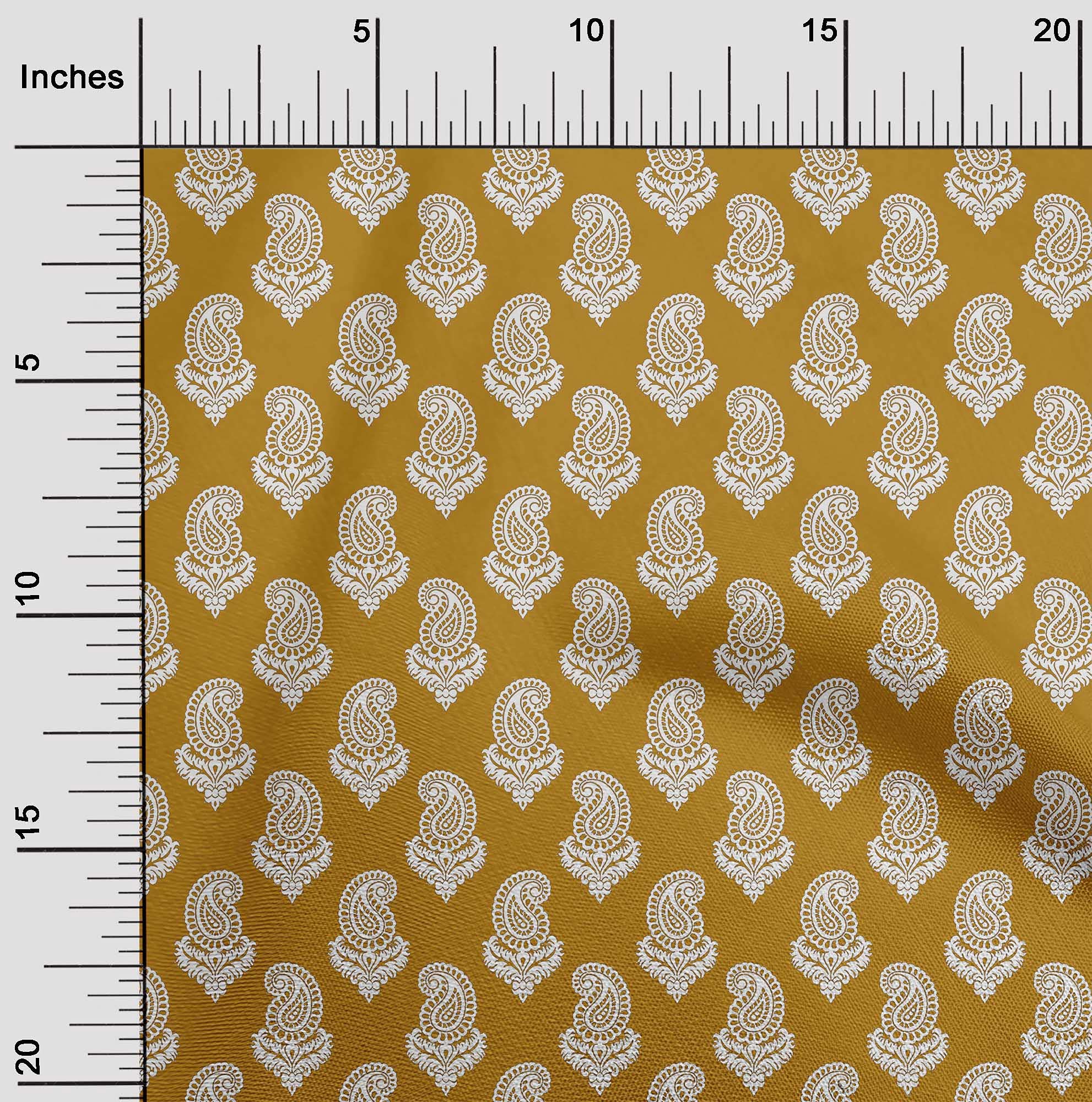 oneOone Georgette Viscose Fabric - Gamboge Yellow Printed Block Design - 42 Inch Wide Sewing Material by The Yard for DIY Clothing, Dresses & Home Decor Projects