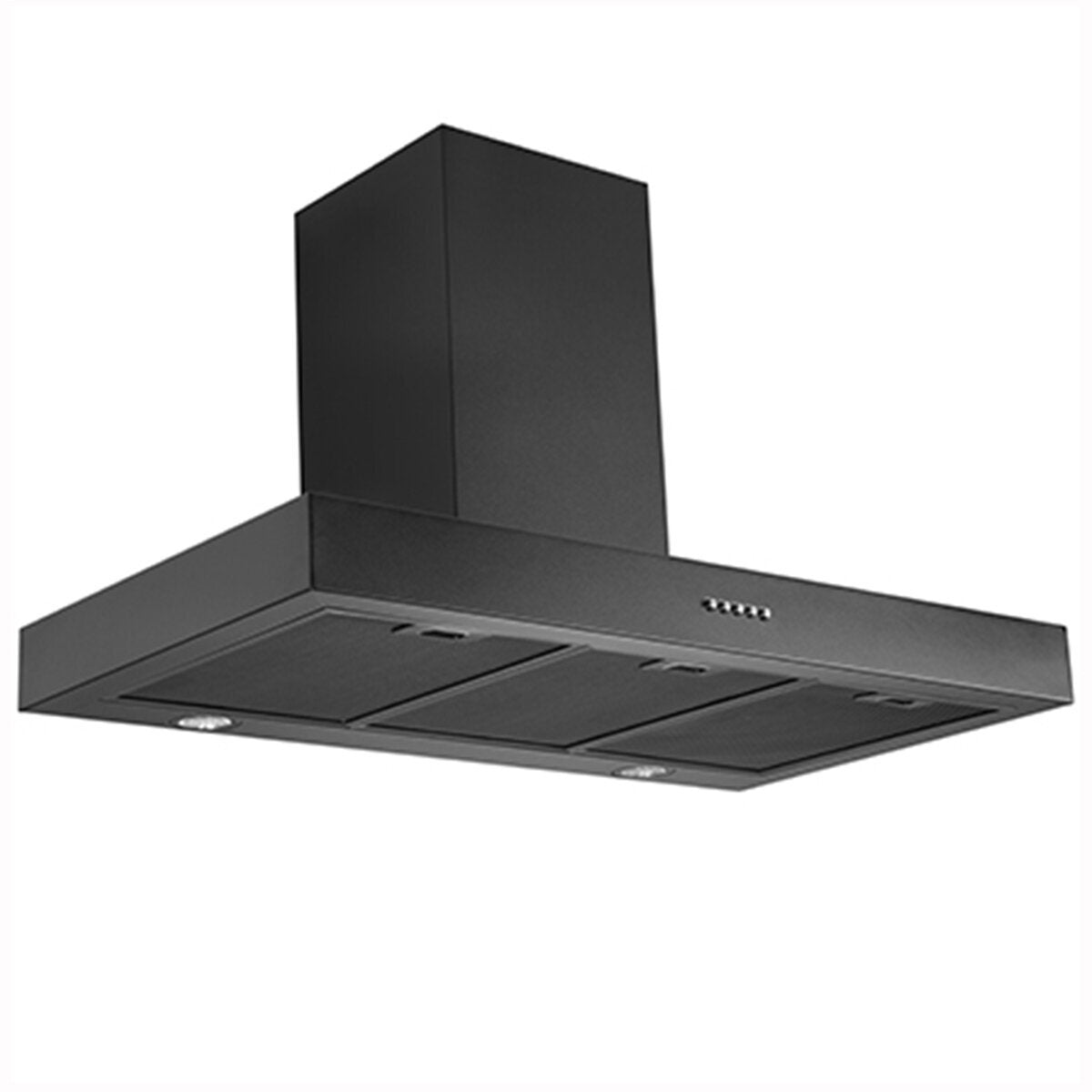 Schweigen 90cm Wall Mount Range Hood in Matte Black - TSH 900B | Powerful Kitchen Exhaust Fan for Smoke & Odor Removal | Ideal for Modern Home Cooking & Open Plan Kitchens