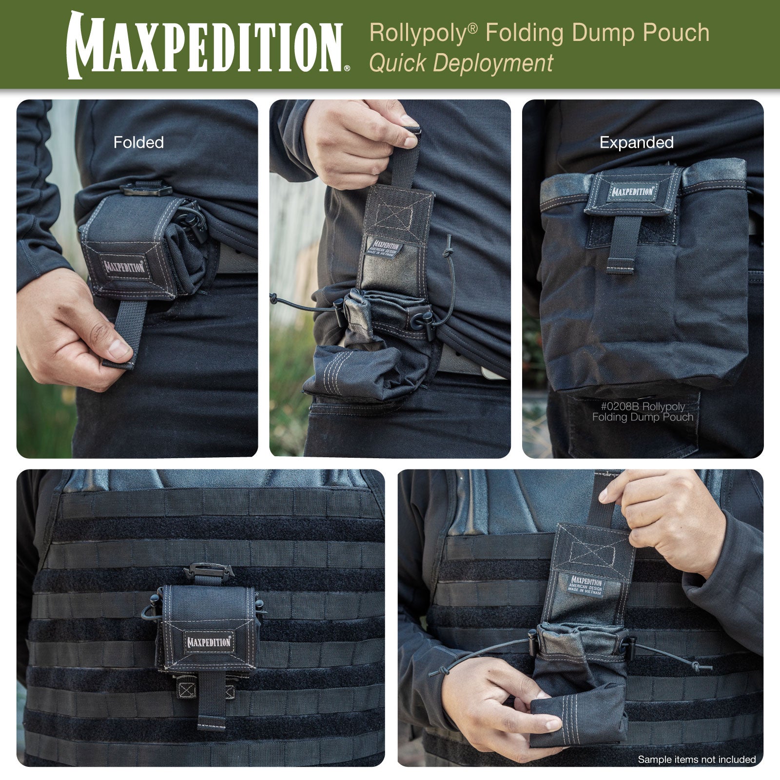 Rollypoly MM Folding Dump Pouch - Tactical Molle Utility Pouch for Military, Hunting & Airsoft Gear Organization | Compact & Durable Storage Solution