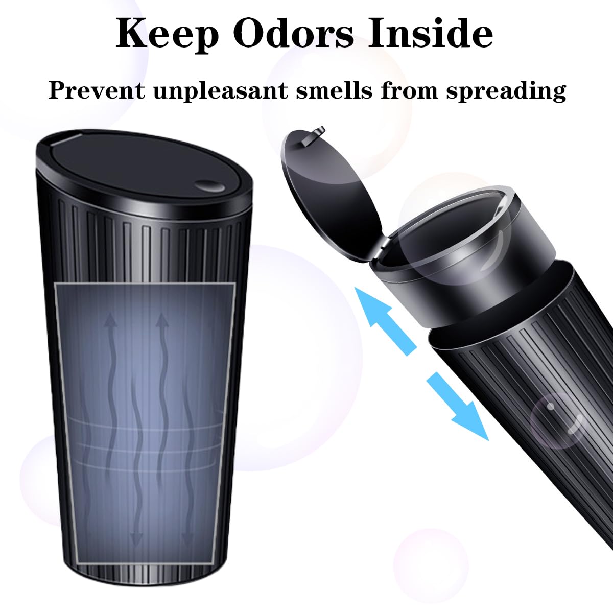 Leakproof Car Trash Can with Lid - 2 Pack for Cup Holder, Includes 40 Trash Bags - Perfect for Front & Back Seat Organization