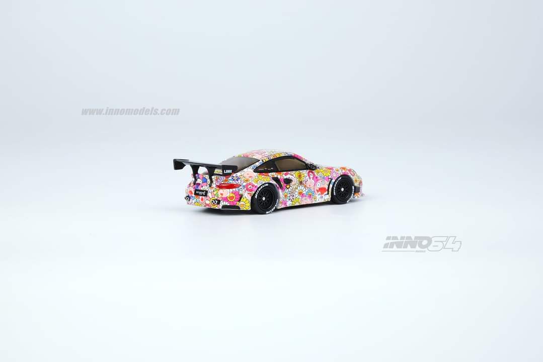 INNO Models 1:64 Scale Porsche 997 Liberty Walk Diecast Model Car - Sunflower Yellow - Collectible Miniature Vehicle for Display, Gifts & Car Enthusiasts