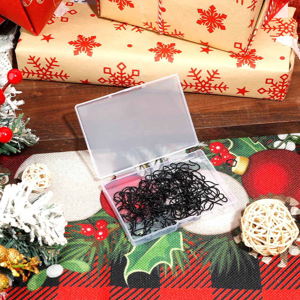 100PCS Black Christmas Ornament Hooks with Storage Box - Durable Tree Hangers for Holiday Decorations | Perfect for Xmas Tree Decorating, Wreaths & Gift Packaging