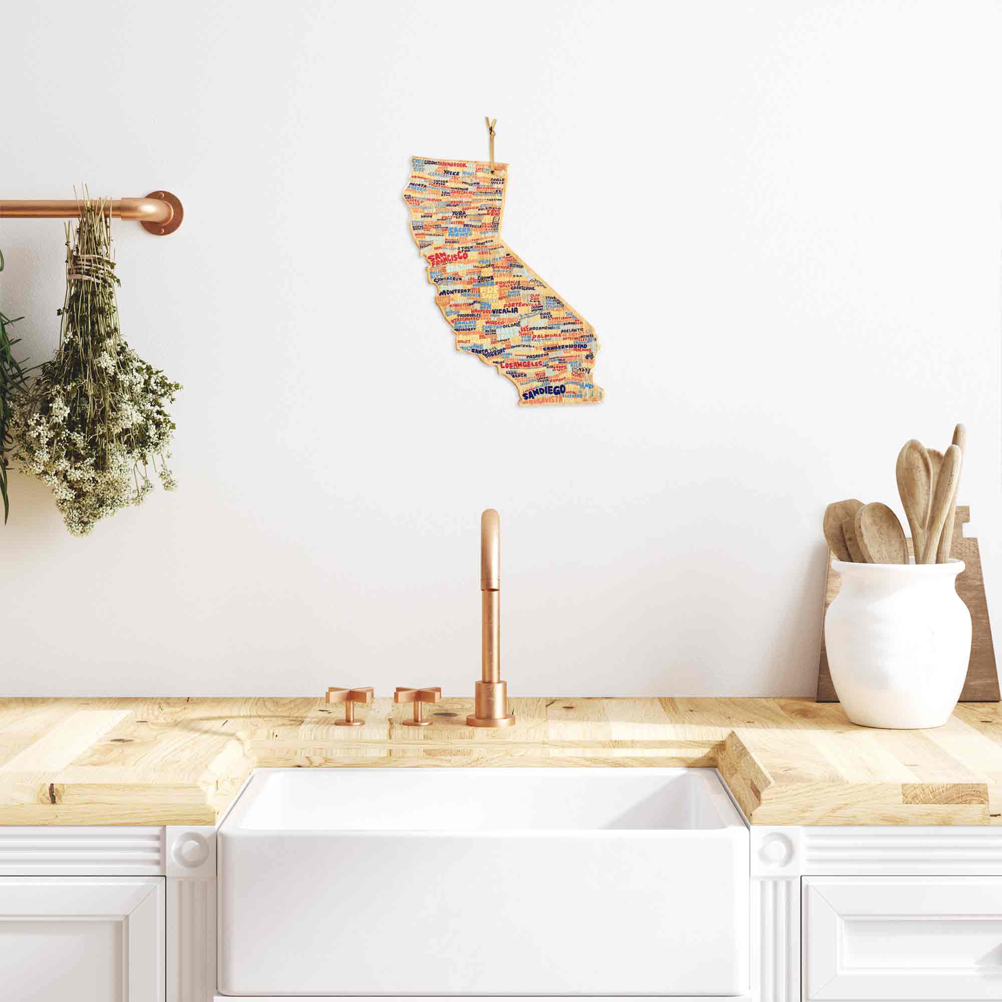Premium California-Themed Cutting Board with Artistic Design by Wander on Words™ – Perfect for Kitchen Decor, Gift Giving, and Food Prep