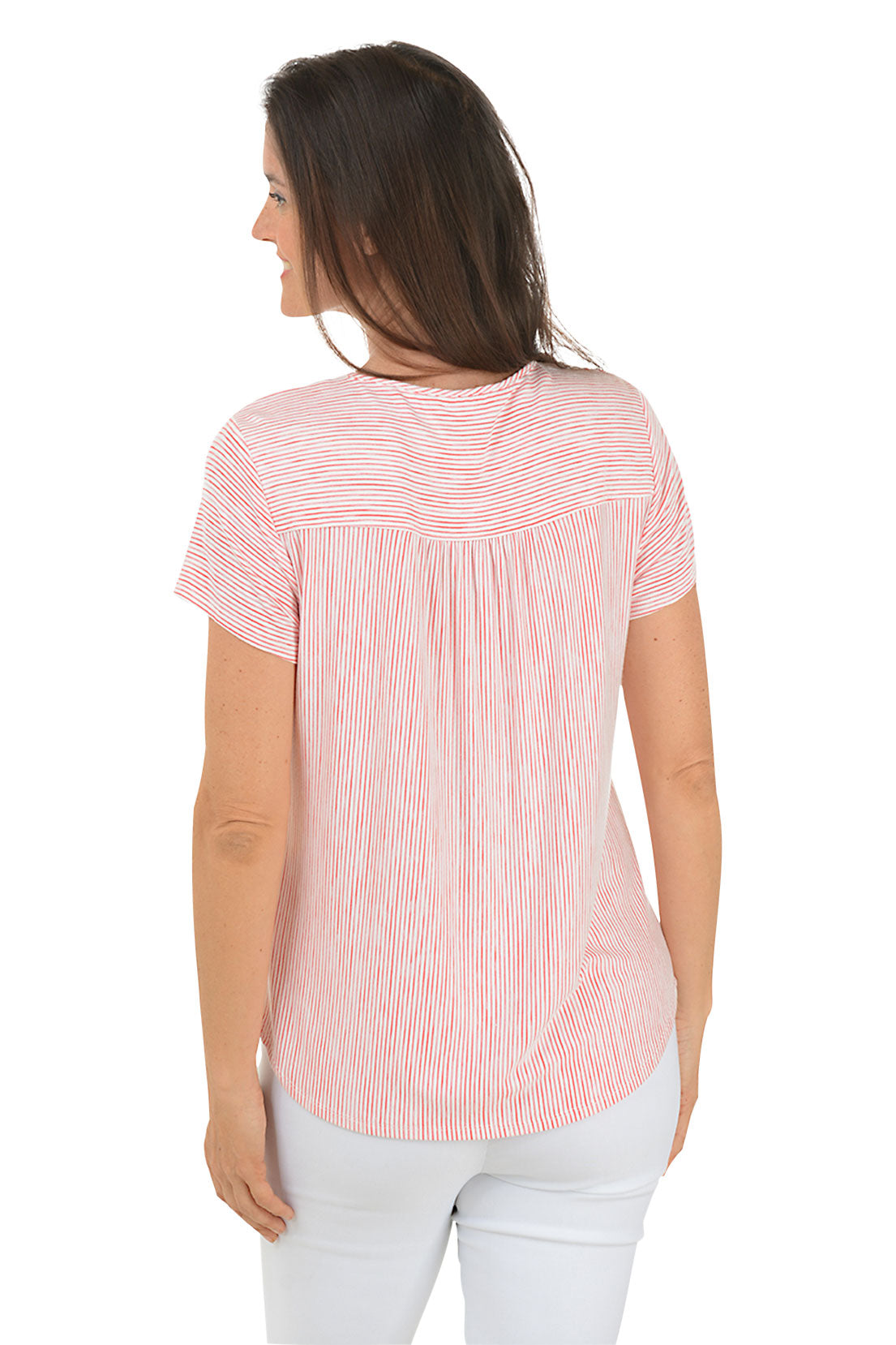 Stylish Pinstripe Triple Button Tee for Men - Classic Business Casual Shirt for Office, Date Night & Formal Events