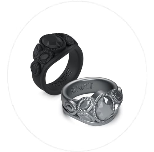 Pack C - 2 Rings Oval - Black & Silver
