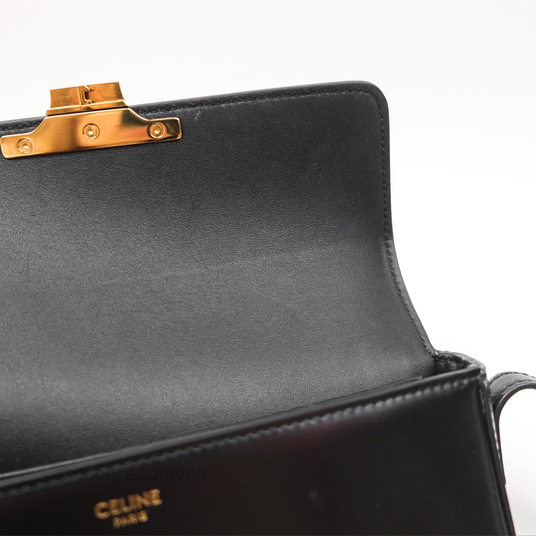 Celine Triomphe Shoulder Bag - Genuine Black Calfskin Leather Crossbody Purse for Women | Perfect for Work, Travel & Evening Events