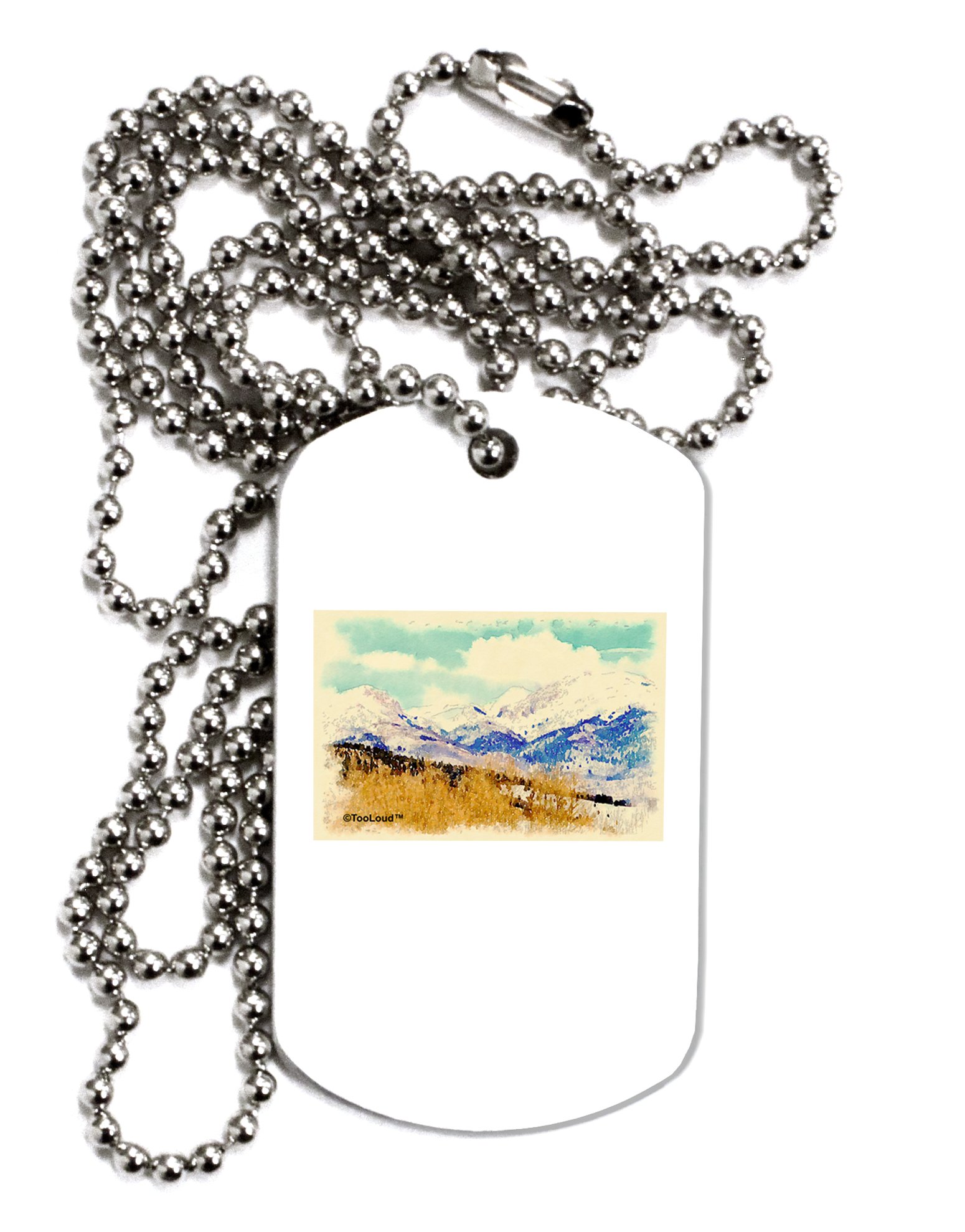 TOOLOUD Pikes Peak Watercolor Dog Tag Chain Necklace for Men & Women - Stylish Personalized Pet Memorial Jewelry Gift for Dog Lovers - Perfect for Everyday Wear, Special Occasions & Pet Remembrance