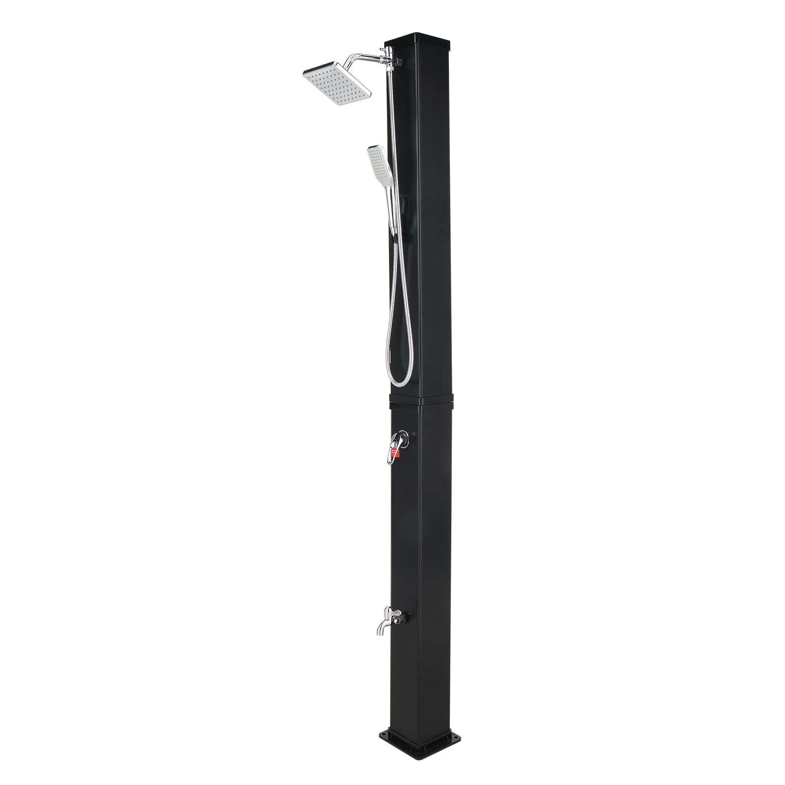 VINGLI 10.6 Gallon Solar Heated Outdoor Shower - Portable Camping Shower with Adjustable Shower Head, Handheld & Foot Tap - Perfect for Backyard, Poolside, Beach, RV, and Spa Use (Black)