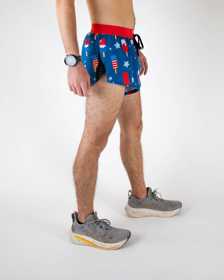 Men's USA Popsicles 2 DS Split Running Shorts - Lightweight Athletic Shorts for Training, Jogging & Gym Workouts